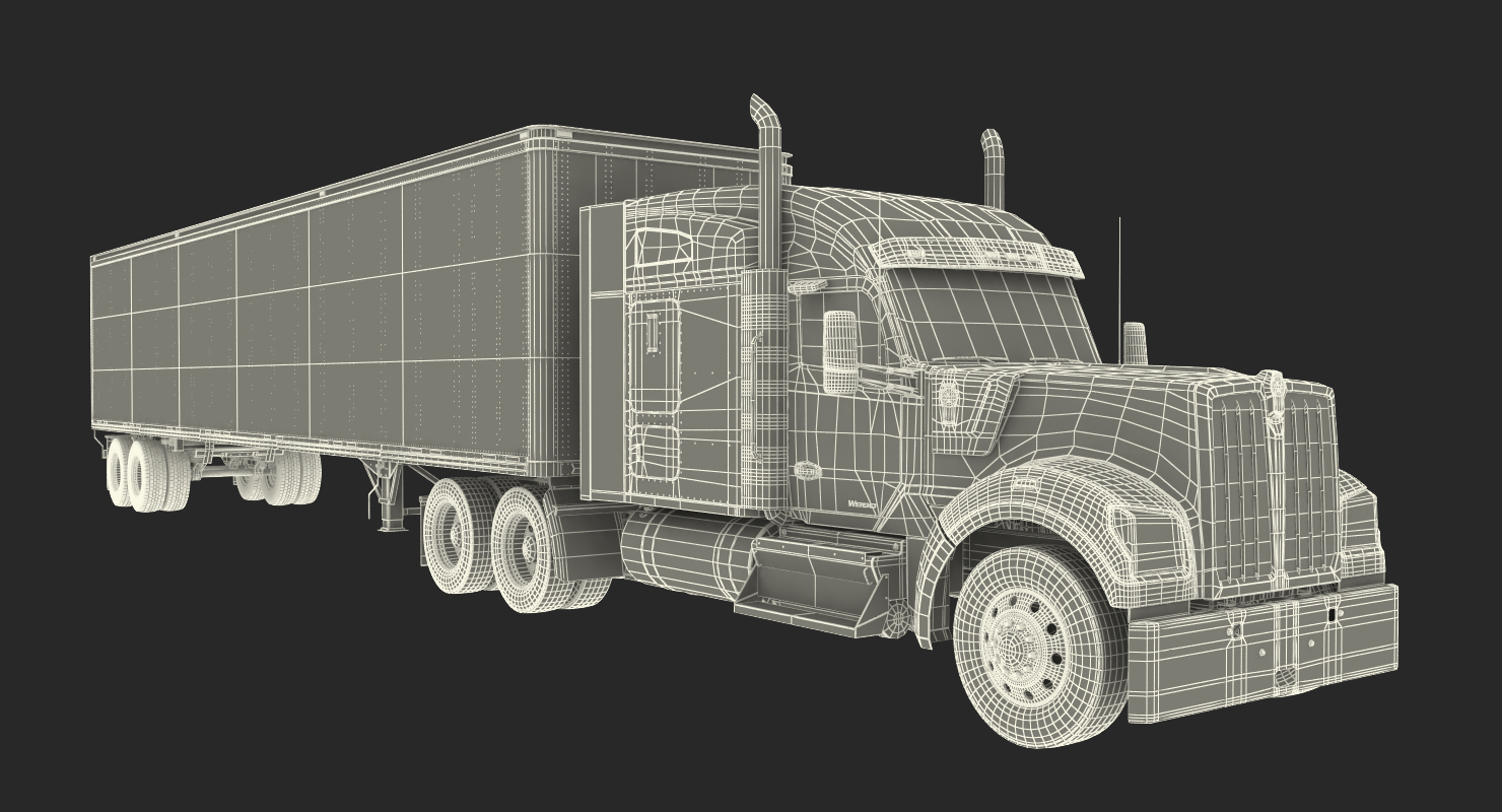 Truck Kenworth W990 with Semi Trailer 3D