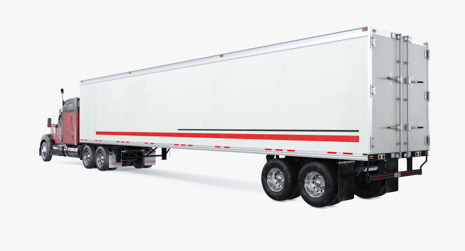 Truck Kenworth W990 with Semi Trailer 3D