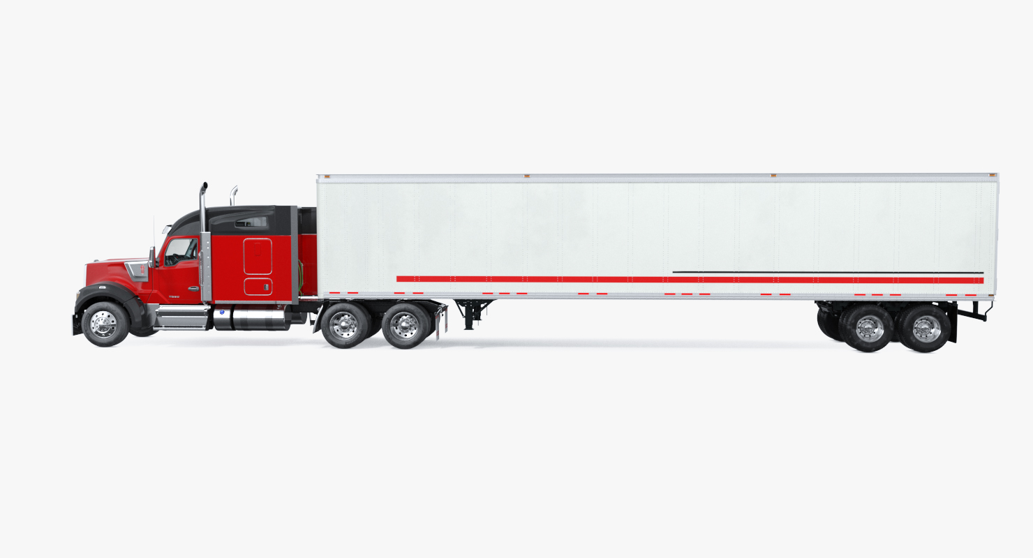 Truck Kenworth W990 with Semi Trailer 3D