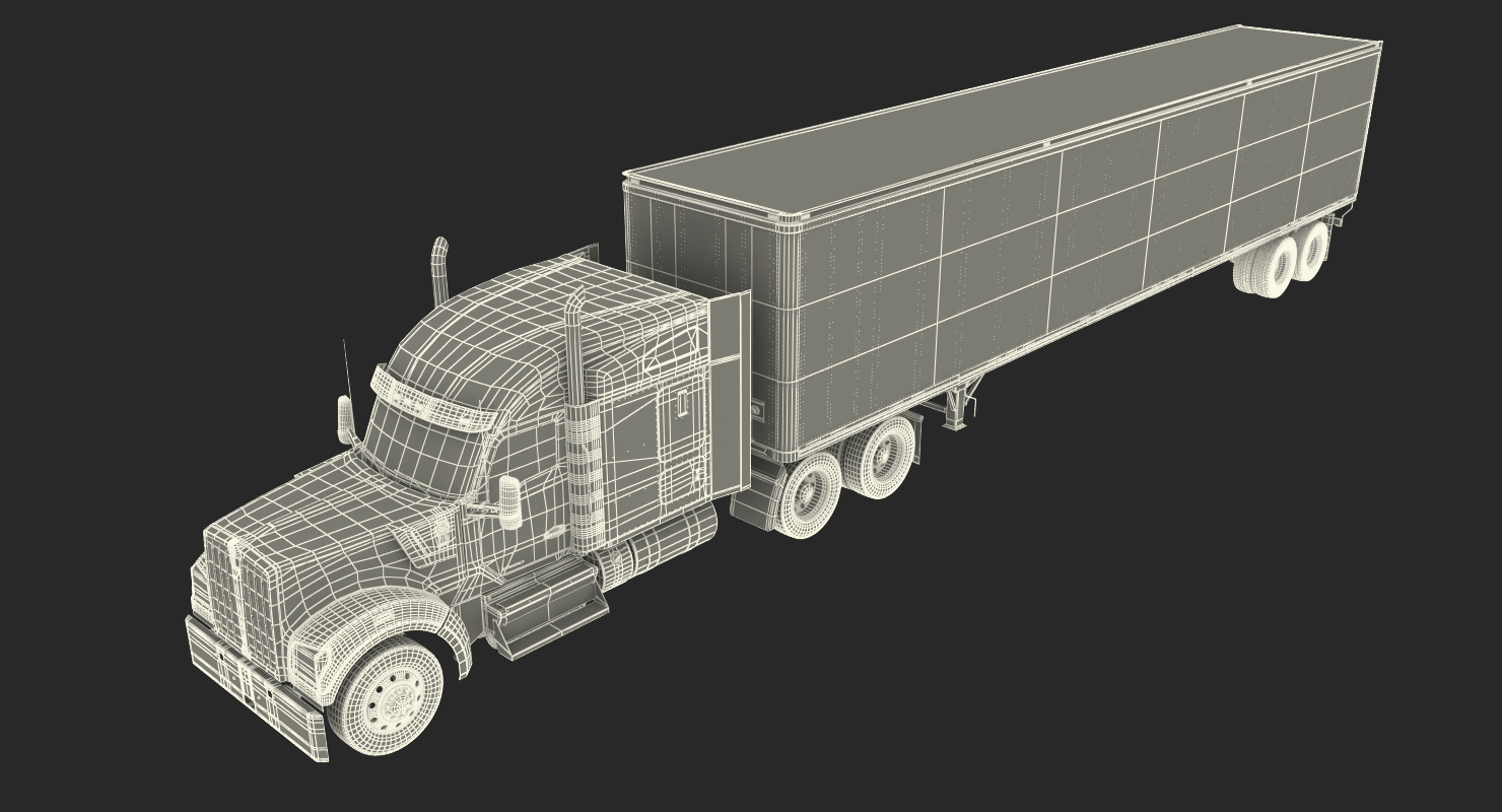 Truck Kenworth W990 with Semi Trailer 3D