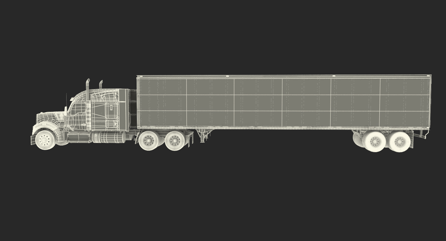 Truck Kenworth W990 with Semi Trailer 3D
