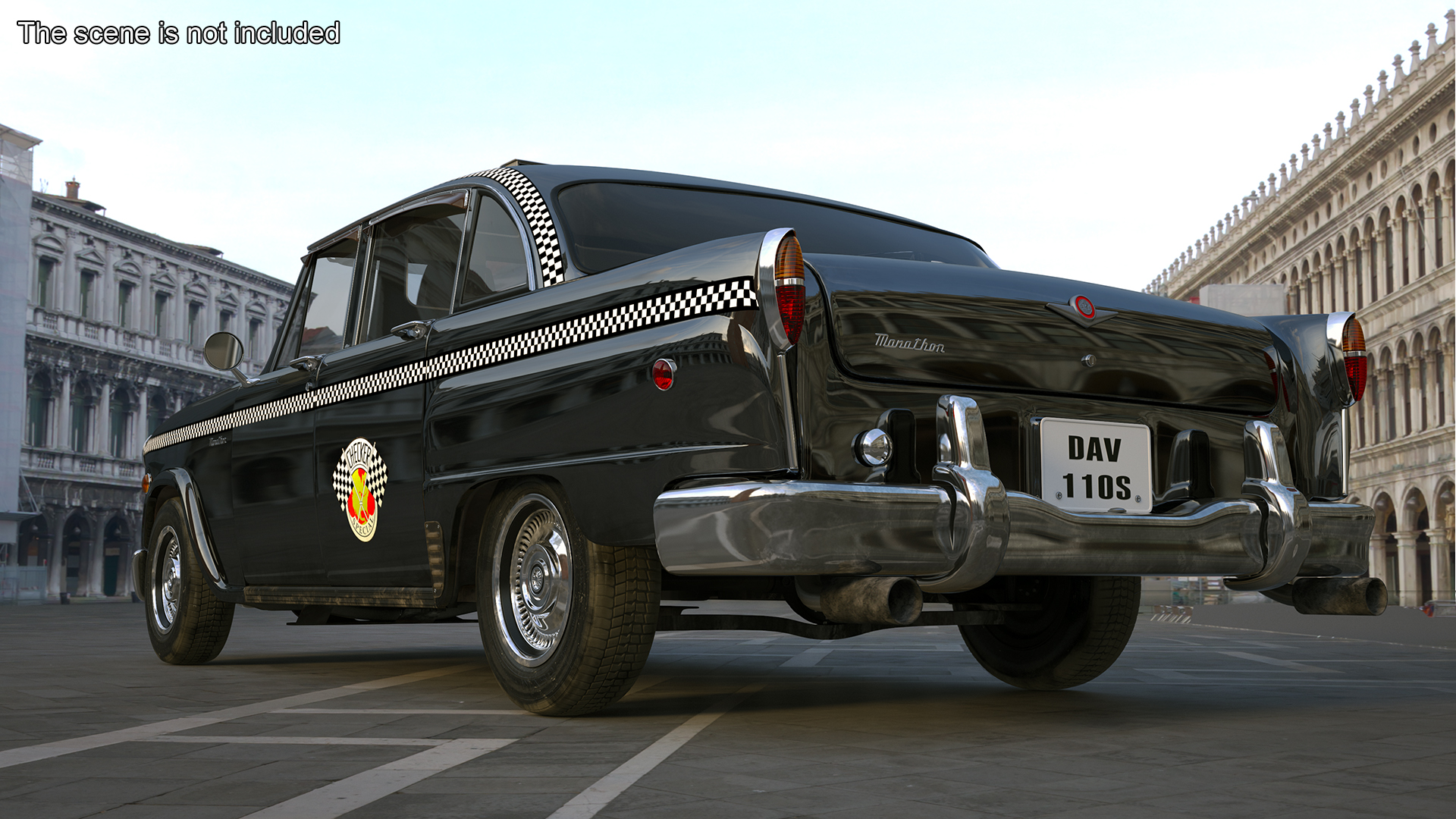 3D model Classic Checker Taxi Cab Simple Interior