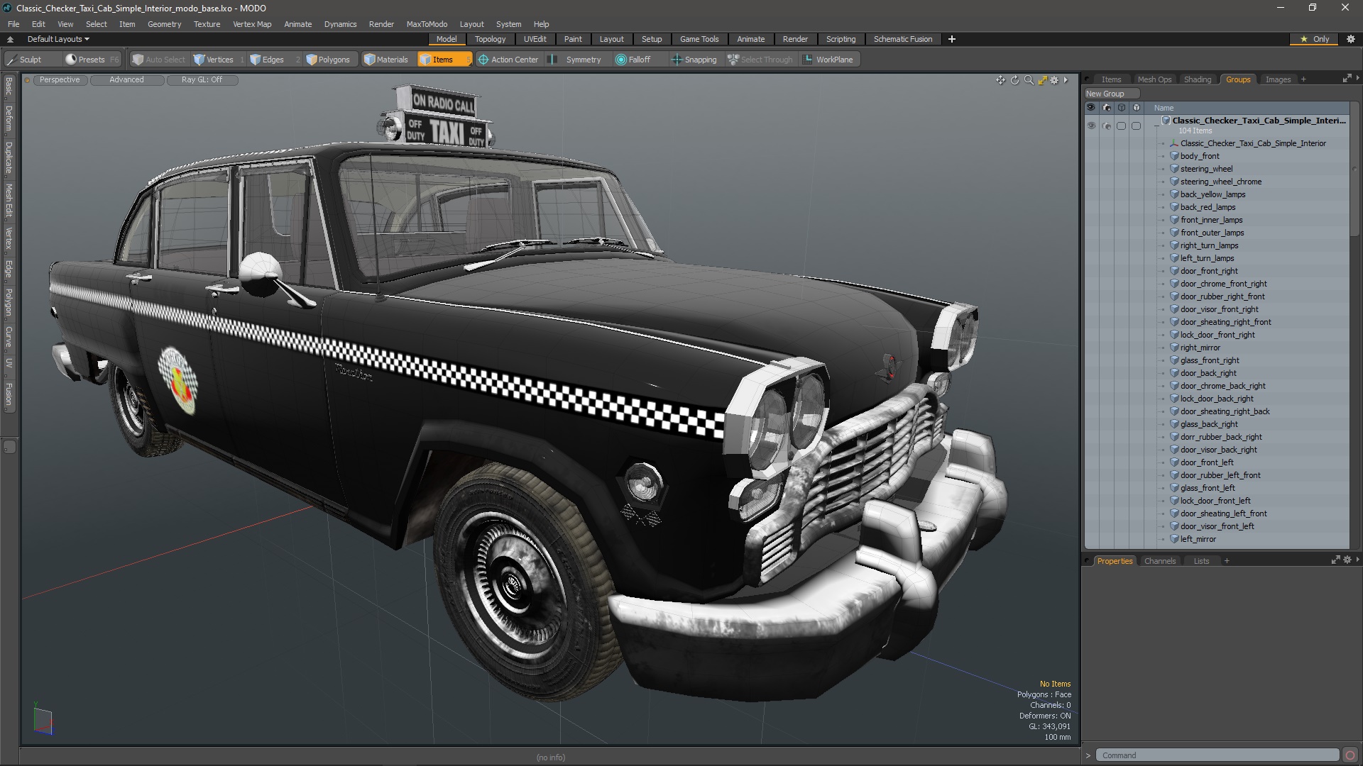 3D model Classic Checker Taxi Cab Simple Interior