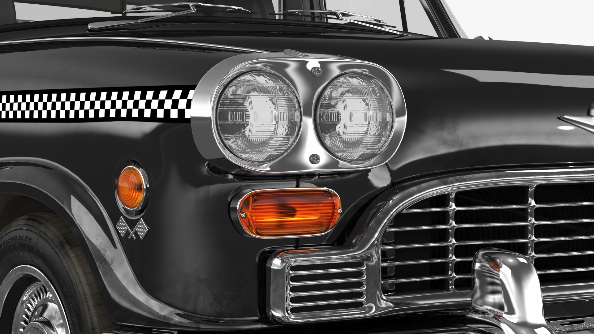 3D model Classic Checker Taxi Cab Simple Interior