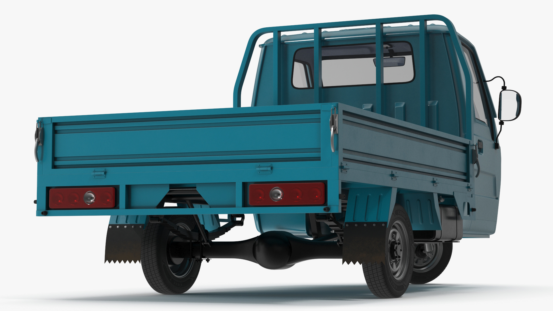 3D Asian Delivery Trike with Open Body Blue Rigged for Cinema 4D