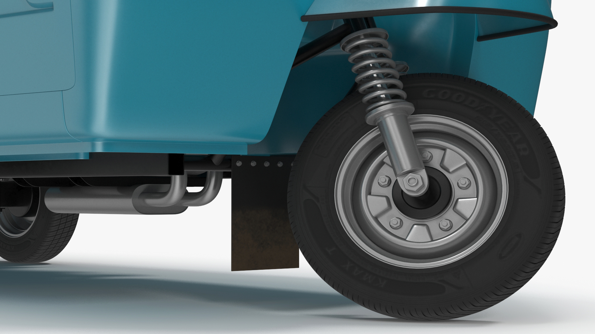 3D Asian Delivery Trike with Open Body Blue Rigged for Cinema 4D