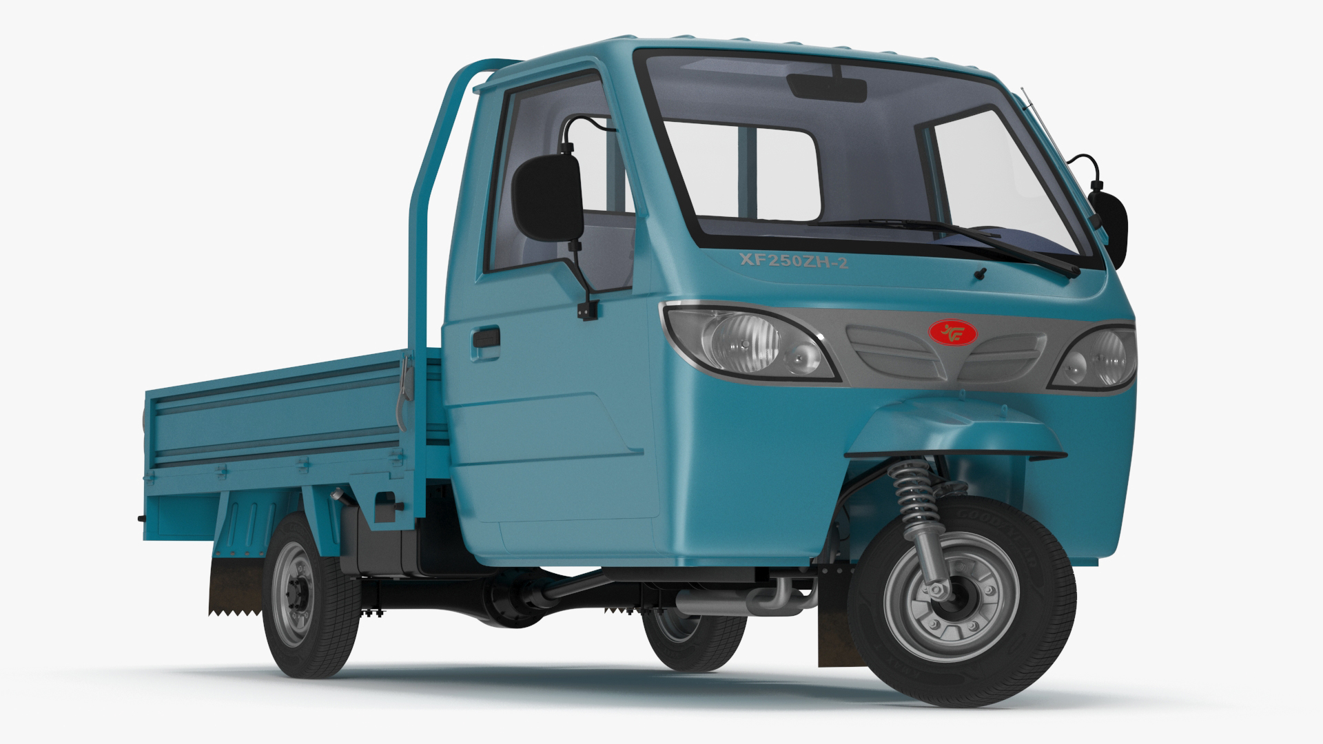 3D Asian Delivery Trike with Open Body Blue Rigged for Cinema 4D