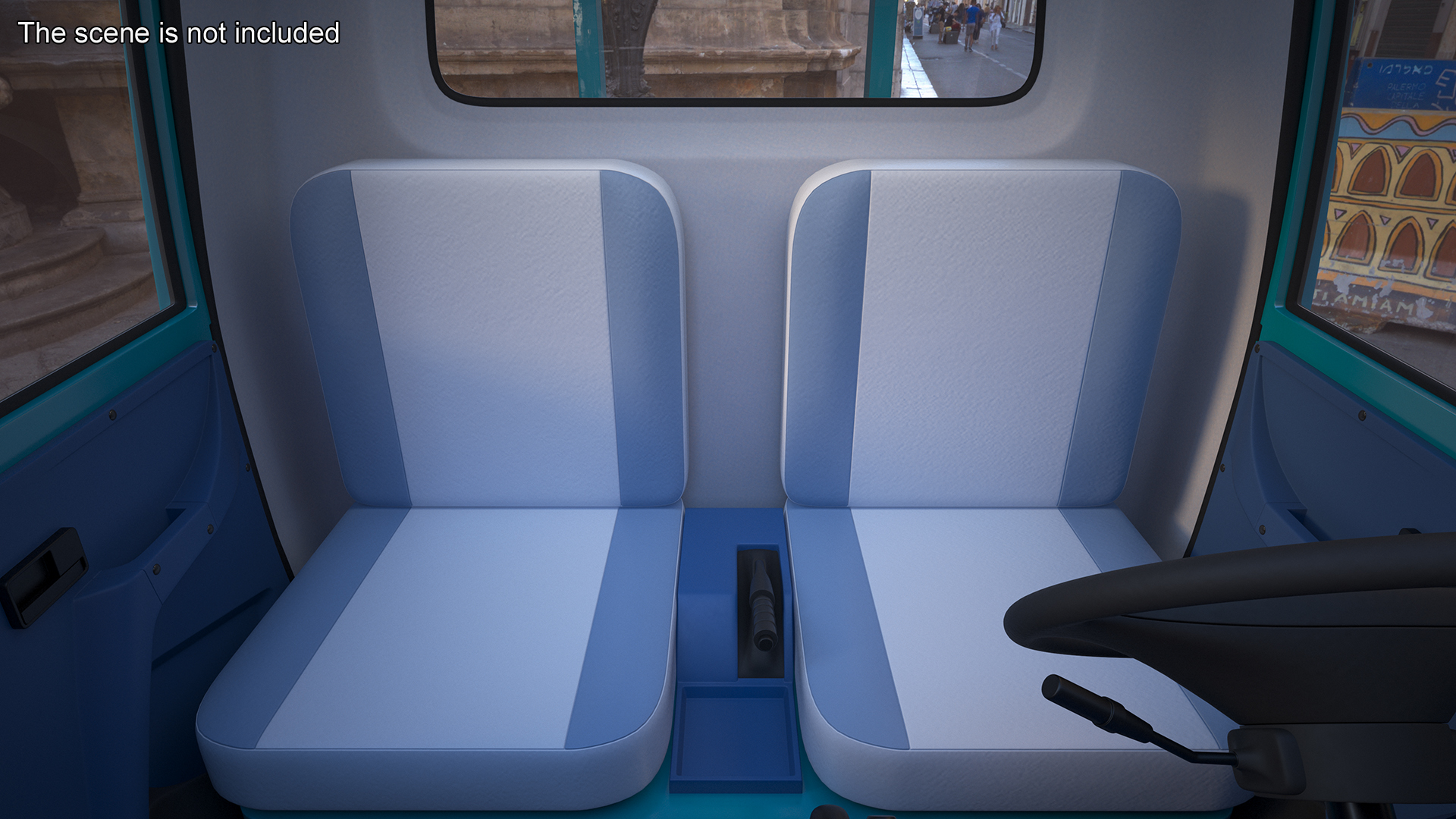 3D Asian Delivery Trike with Open Body Blue Rigged for Cinema 4D