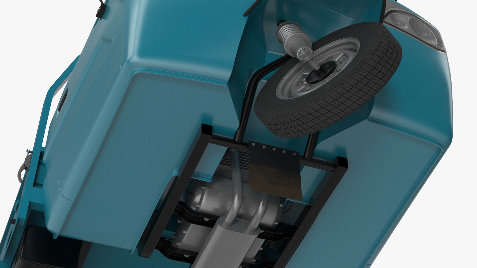 3D Asian Delivery Trike with Open Body Blue Rigged for Cinema 4D