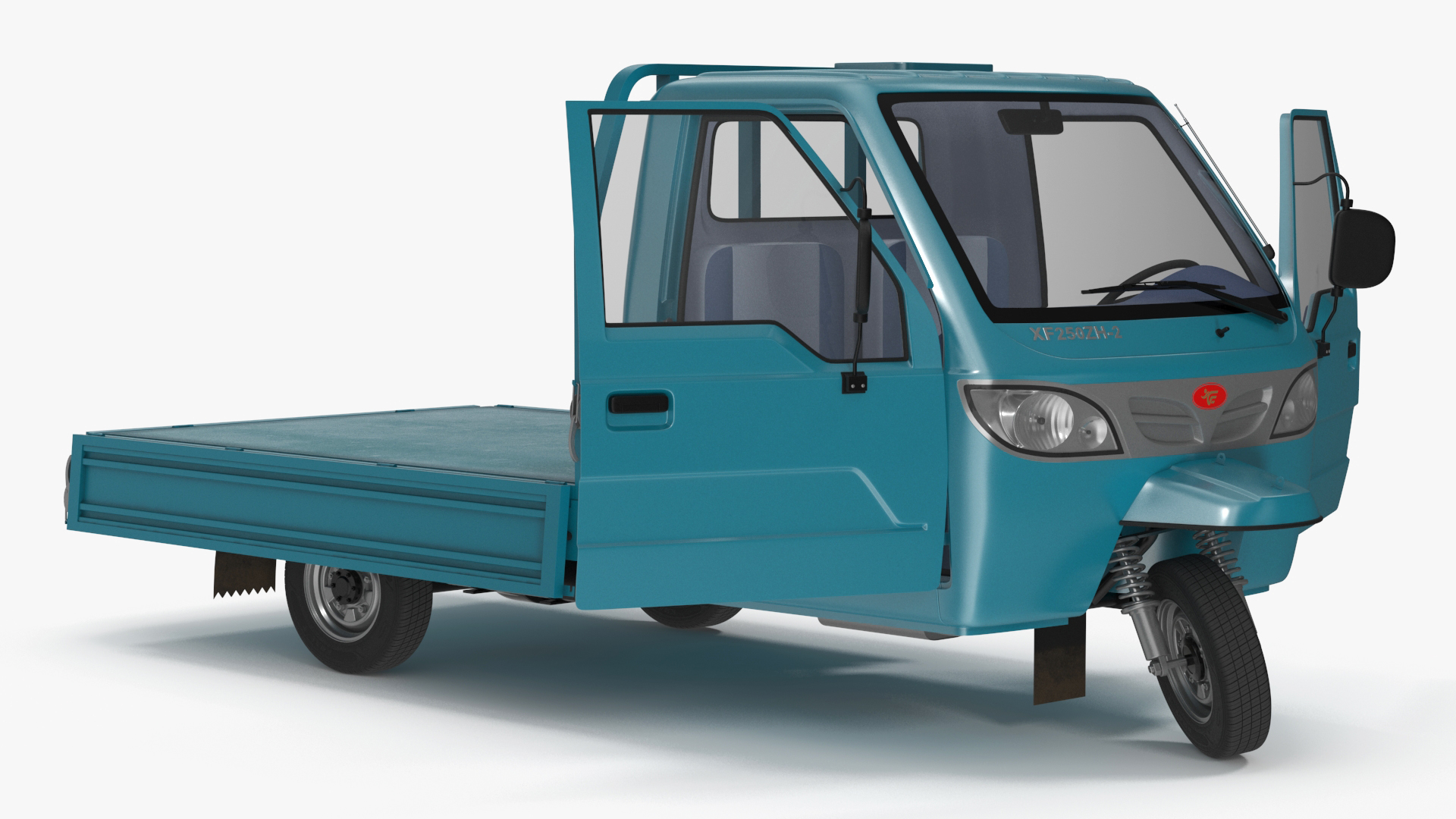 3D Asian Delivery Trike with Open Body Blue Rigged for Cinema 4D
