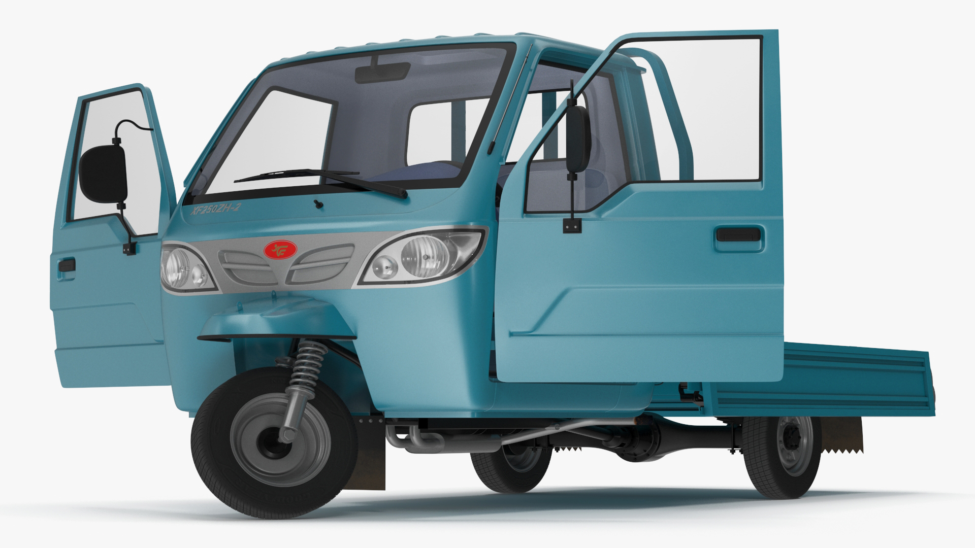 3D Asian Delivery Trike with Open Body Blue Rigged for Cinema 4D