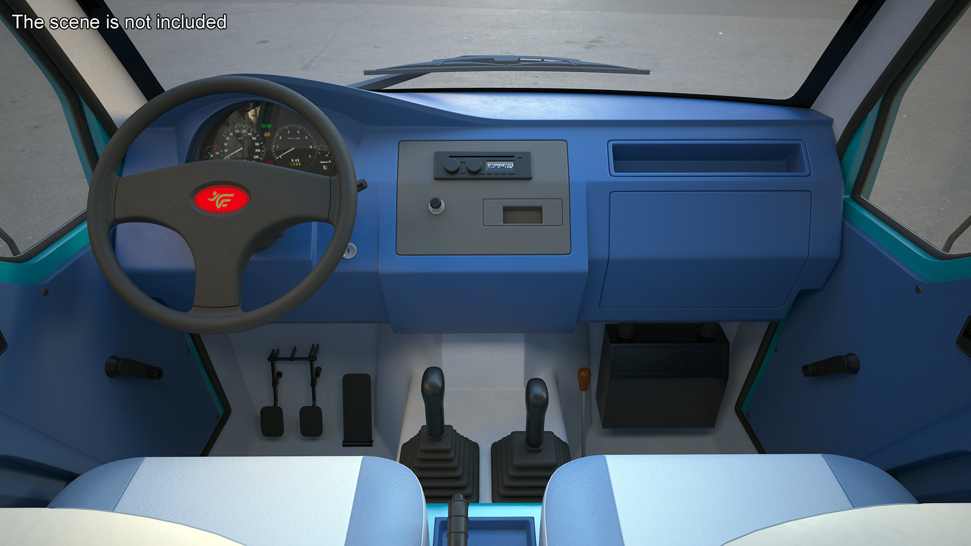 3D Asian Delivery Trike with Open Body Blue Rigged for Cinema 4D