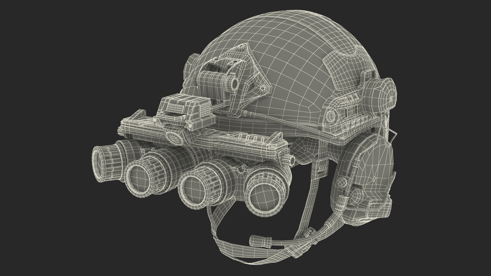 Helmet with Night Vision Goggles Green Camo Fur 3D