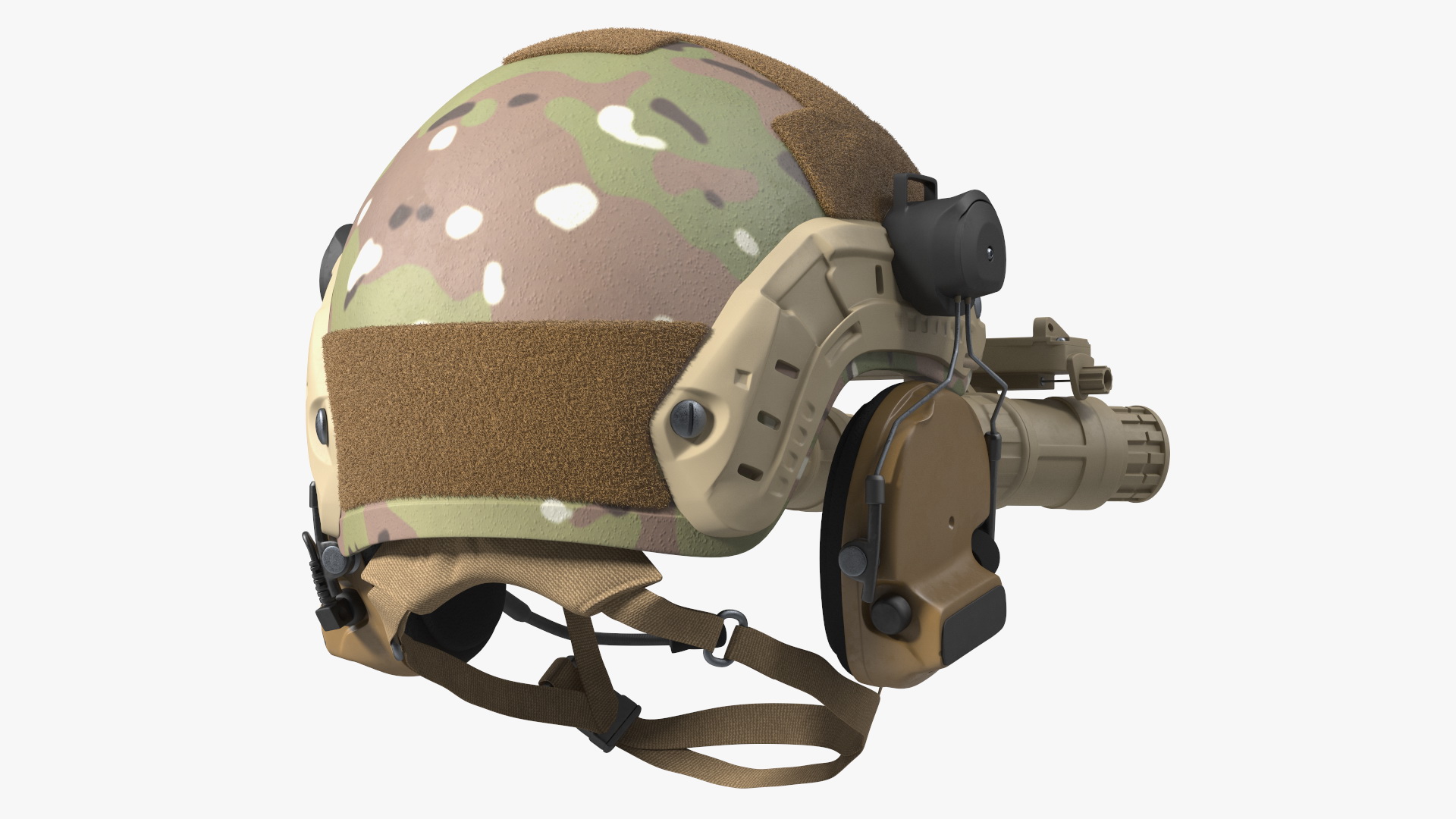 Helmet with Night Vision Goggles Green Camo Fur 3D