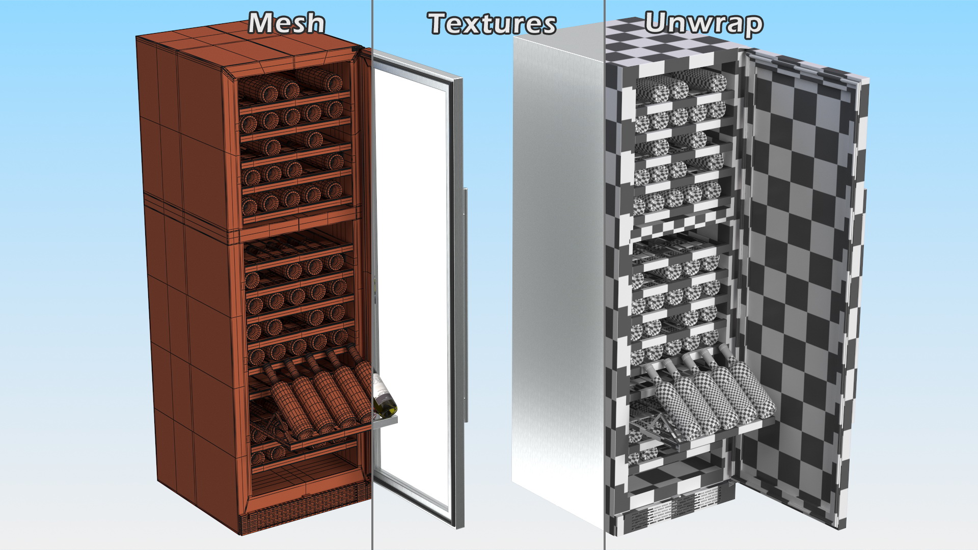 3D Wine Cooler Dual Zone Open Bottle model