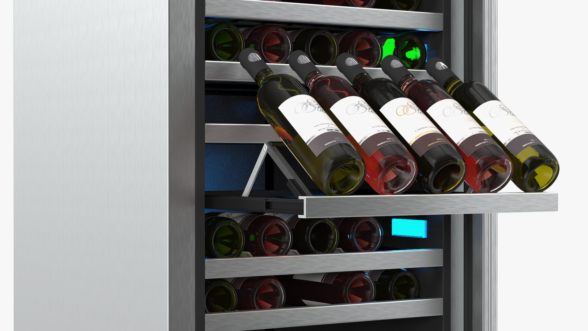 3D Wine Cooler Dual Zone Open Bottle model