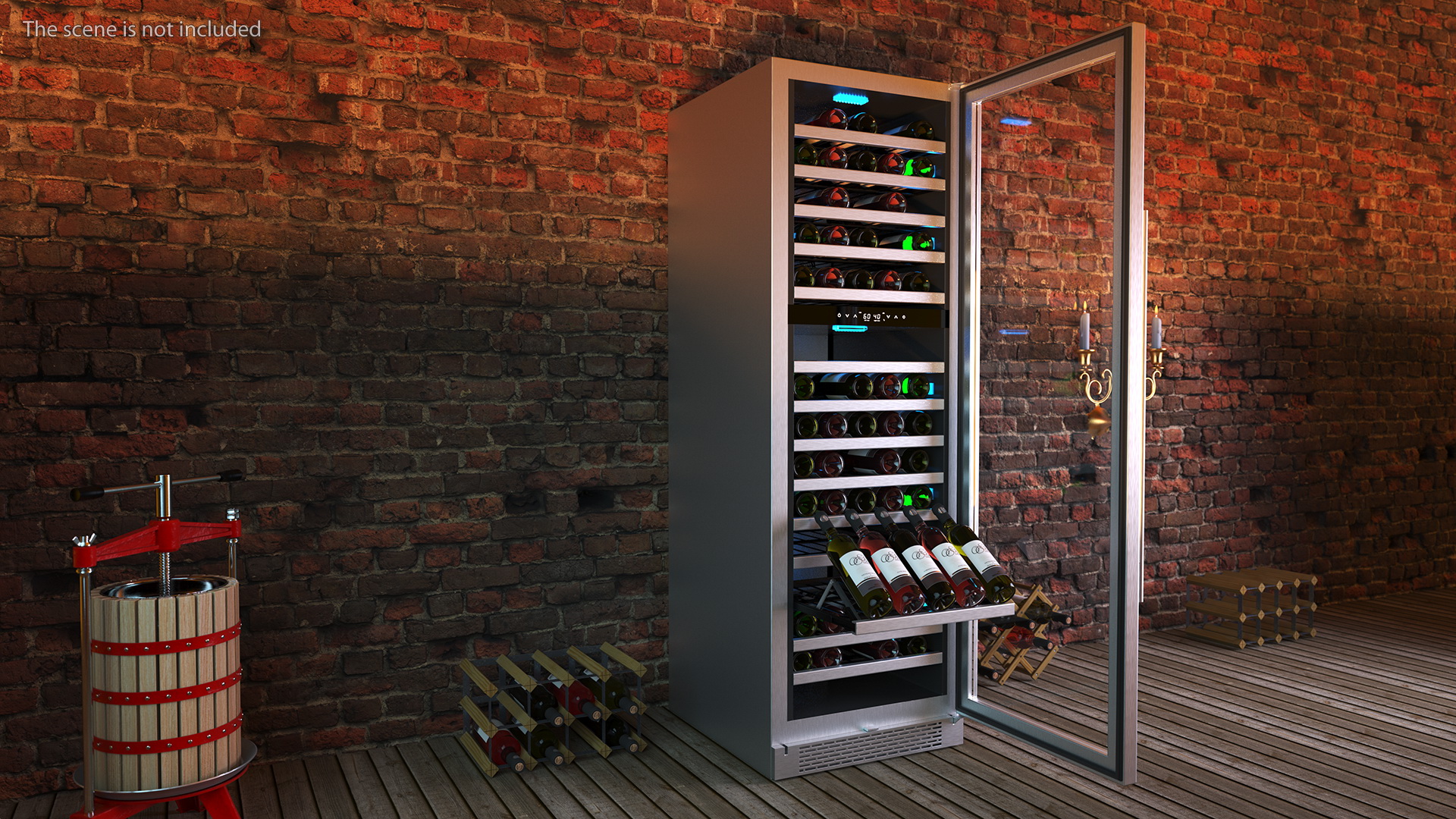 3D Wine Cooler Dual Zone Open Bottle model