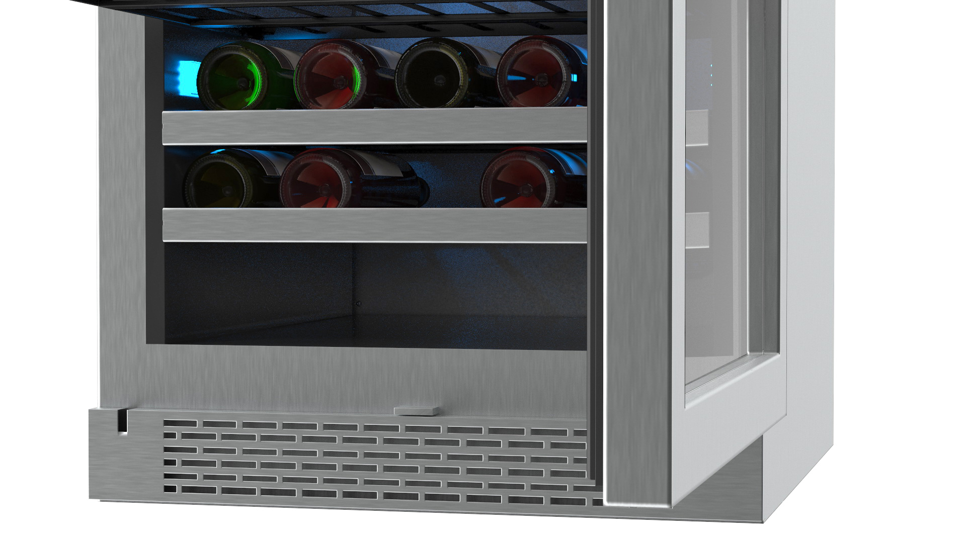 3D Wine Cooler Dual Zone Open Bottle model
