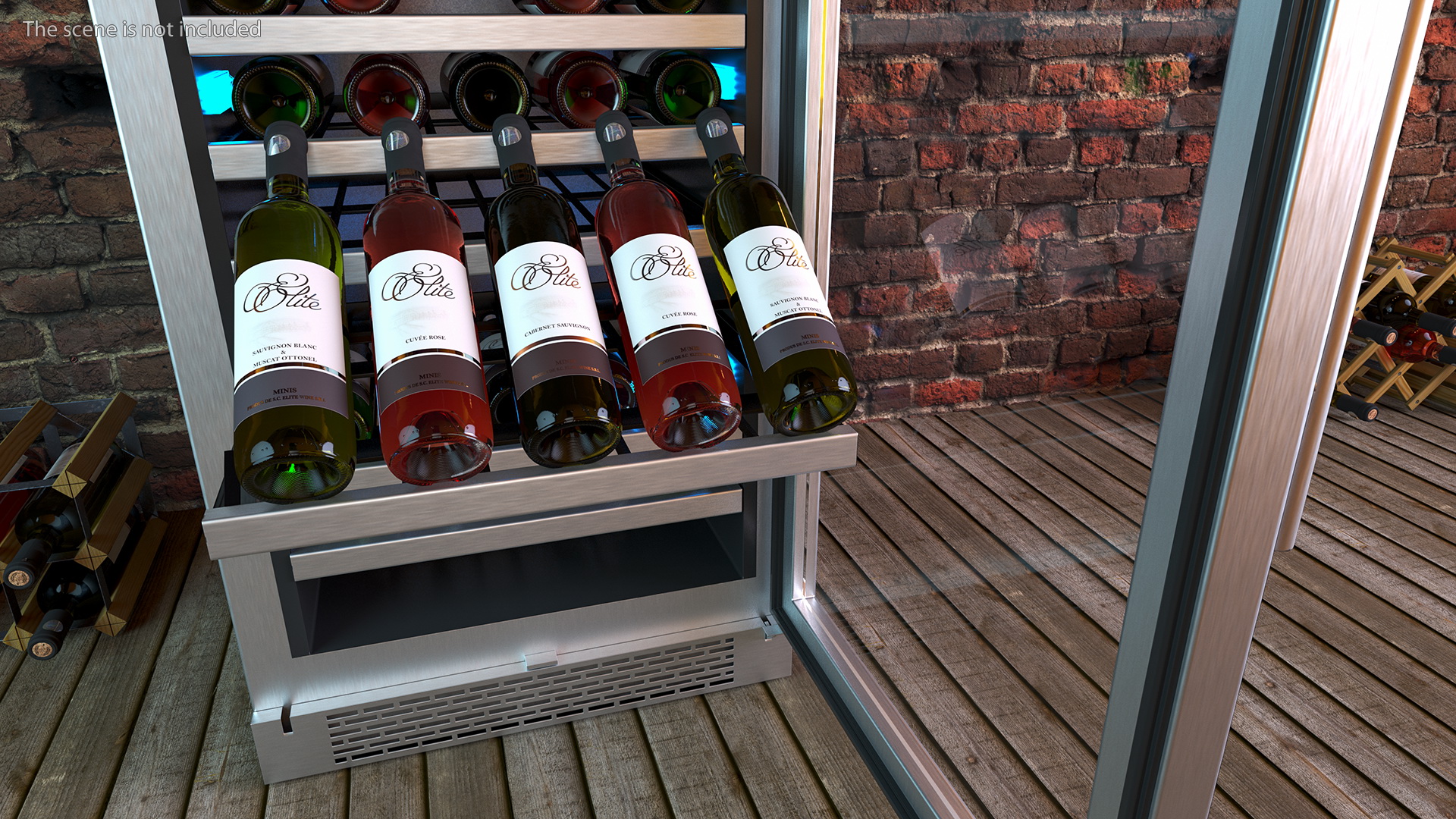 3D Wine Cooler Dual Zone Open Bottle model