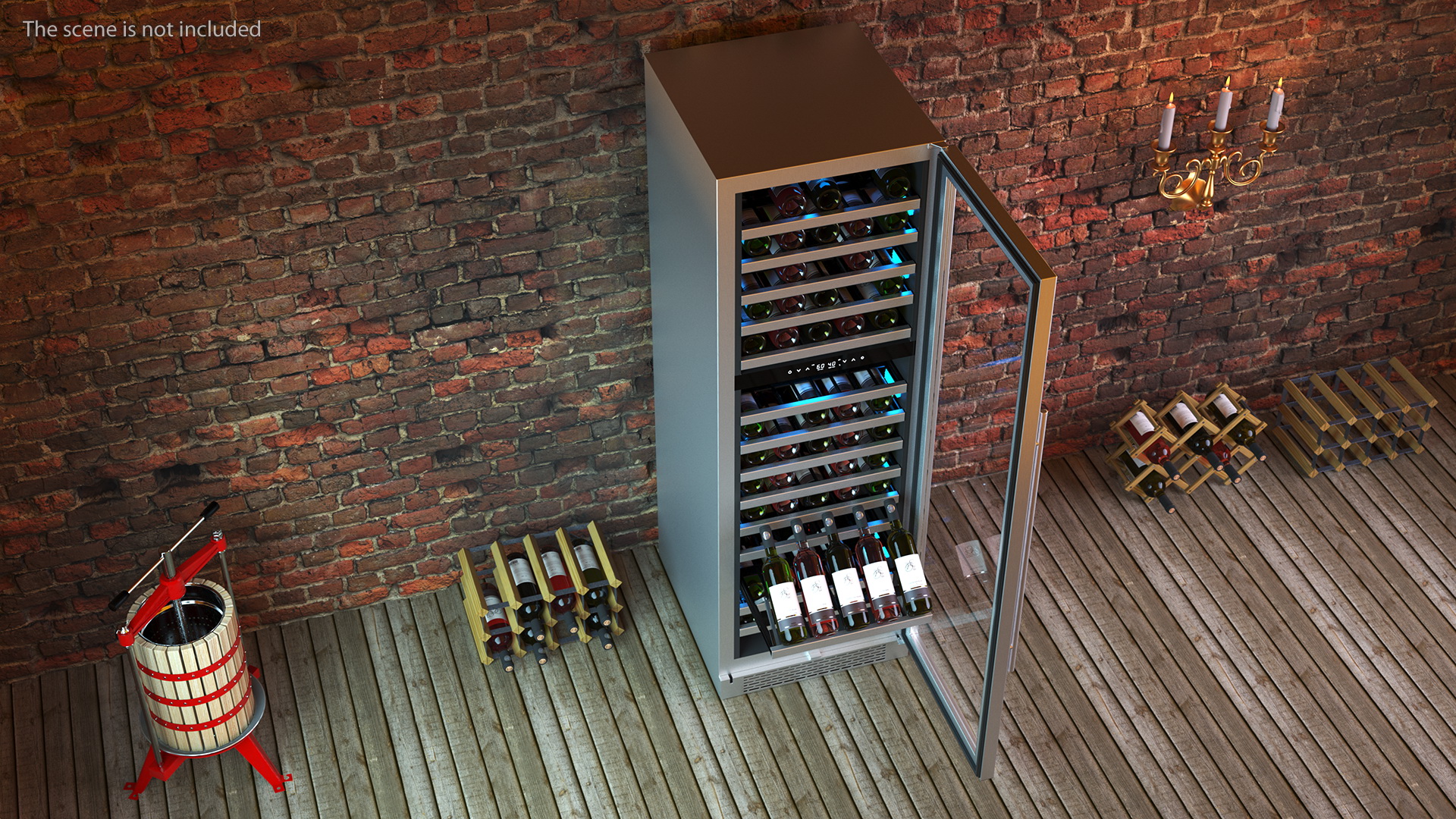 3D Wine Cooler Dual Zone Open Bottle model