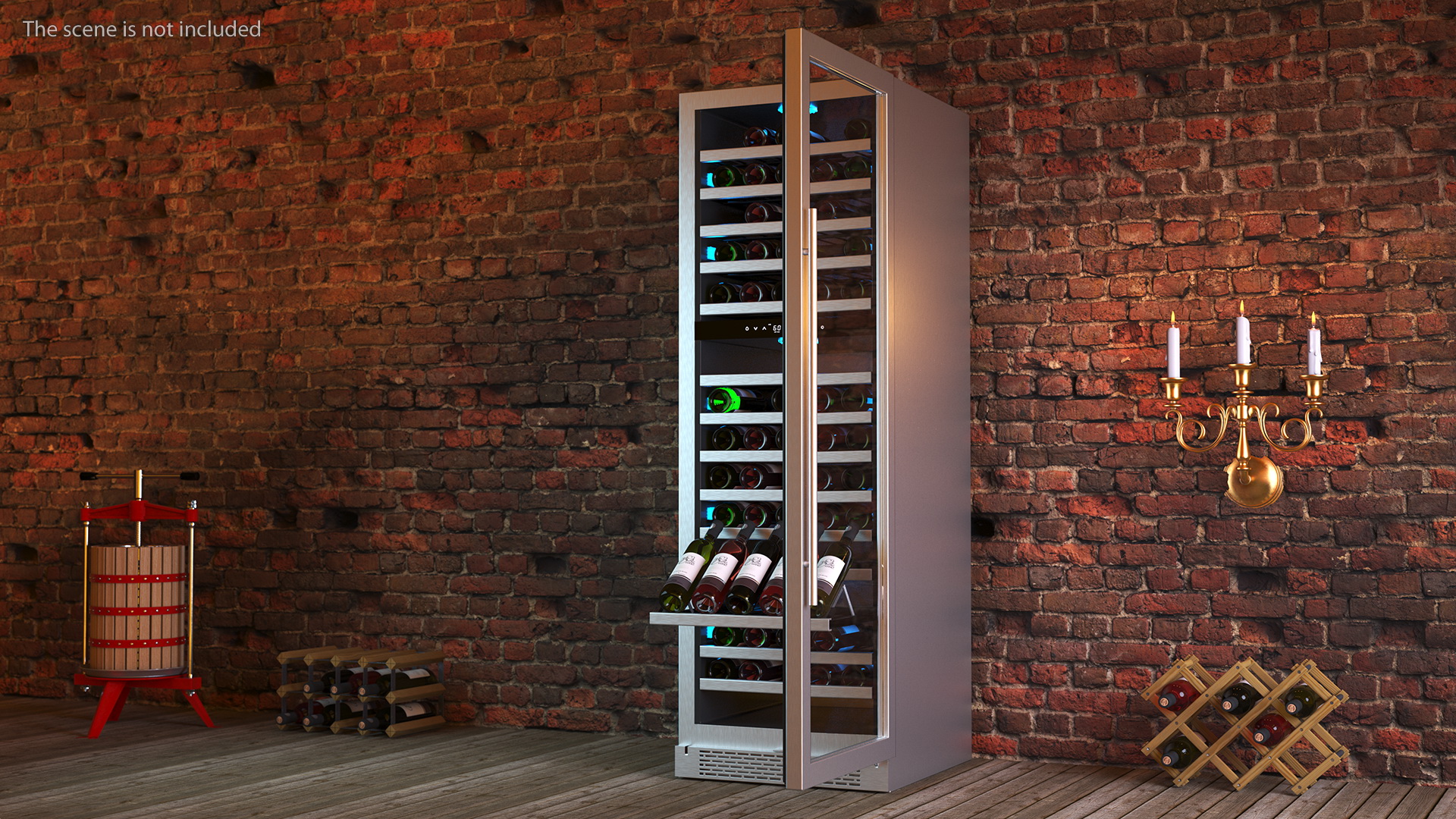 3D Wine Cooler Dual Zone Open Bottle model