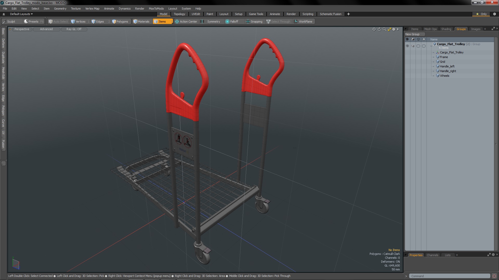 3D Cargo Flat Trolley model