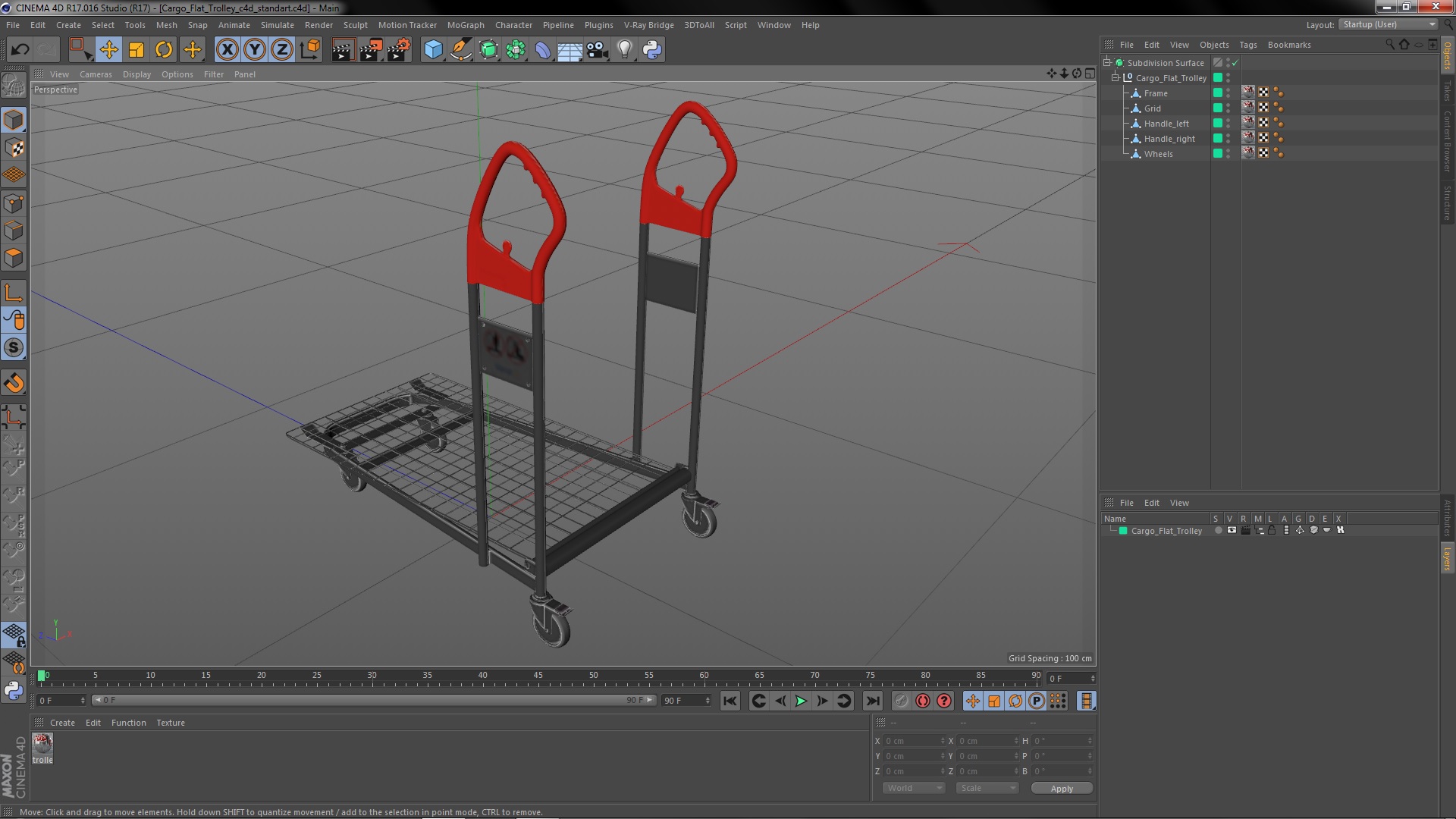 3D Cargo Flat Trolley model