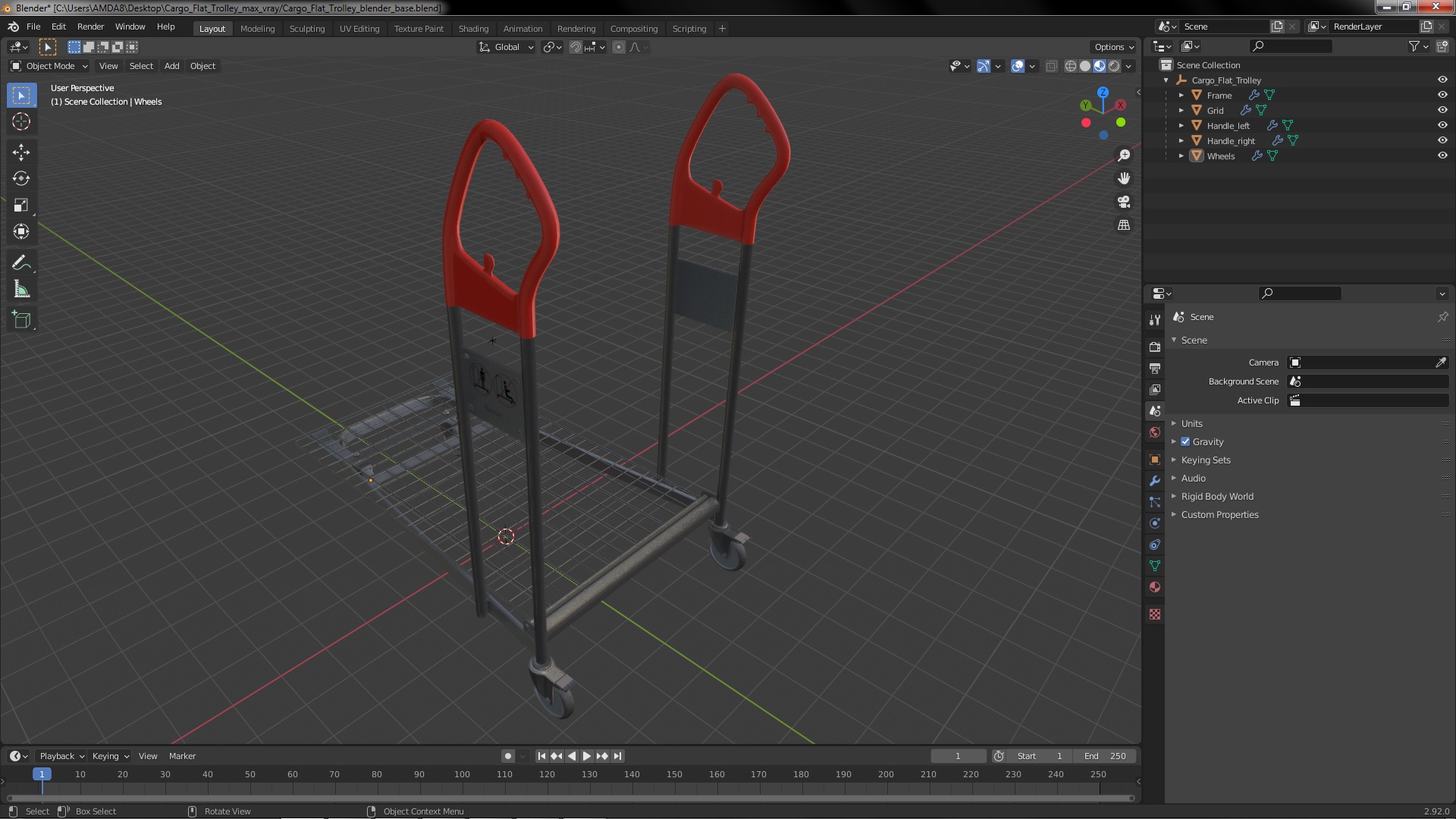 3D Cargo Flat Trolley model