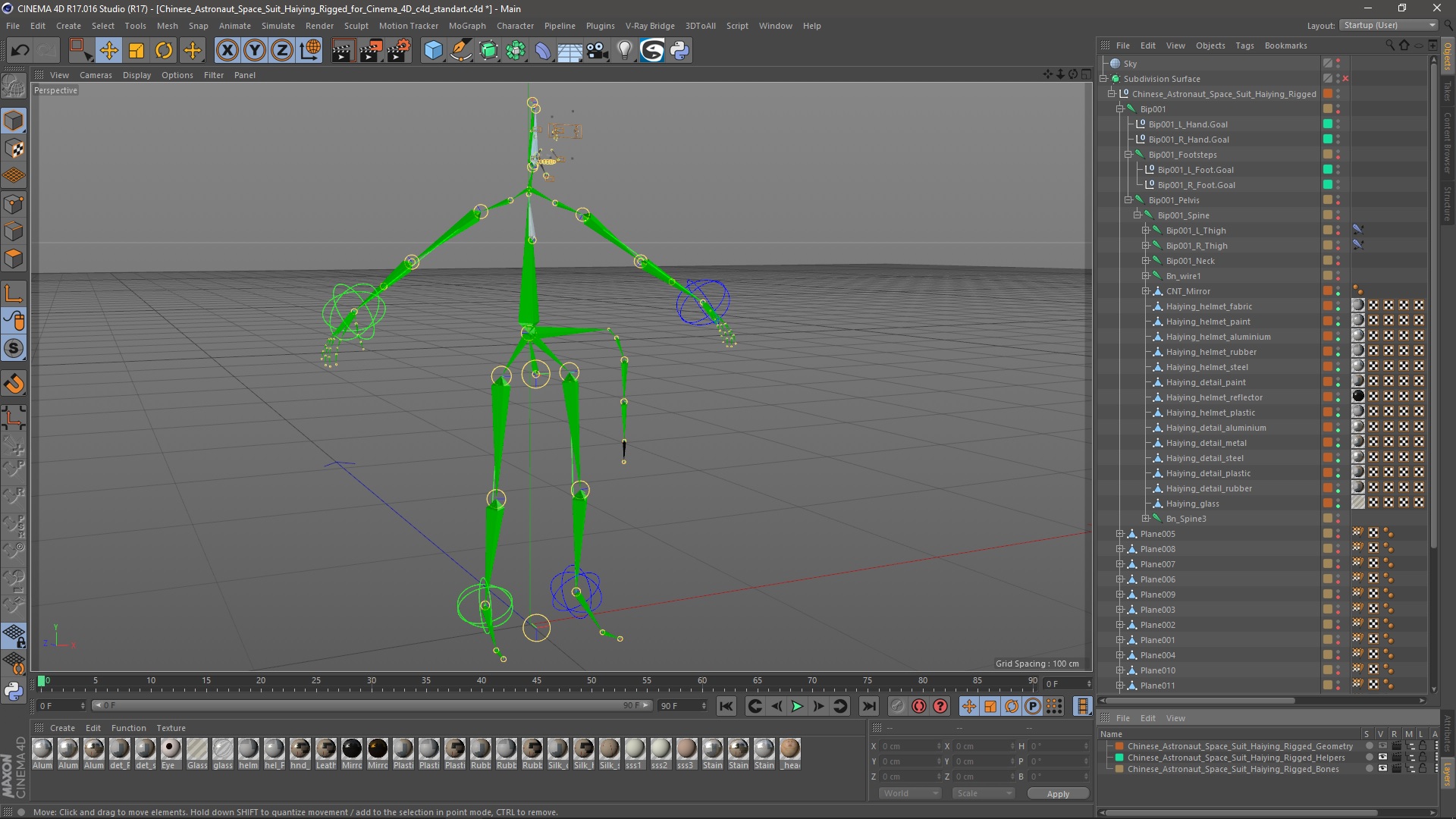 Chinese Astronaut Space Suit Haiying Rigged for Cinema 4D 3D
