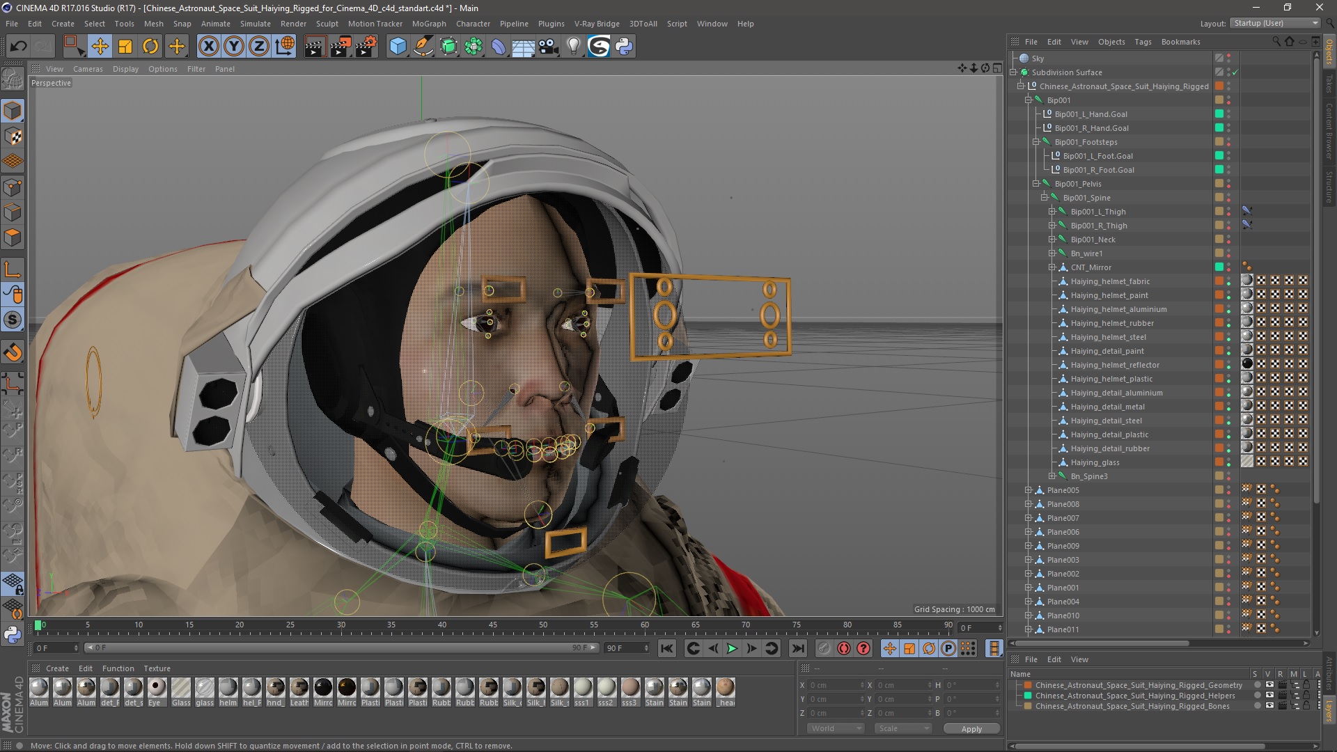 Chinese Astronaut Space Suit Haiying Rigged for Cinema 4D 3D