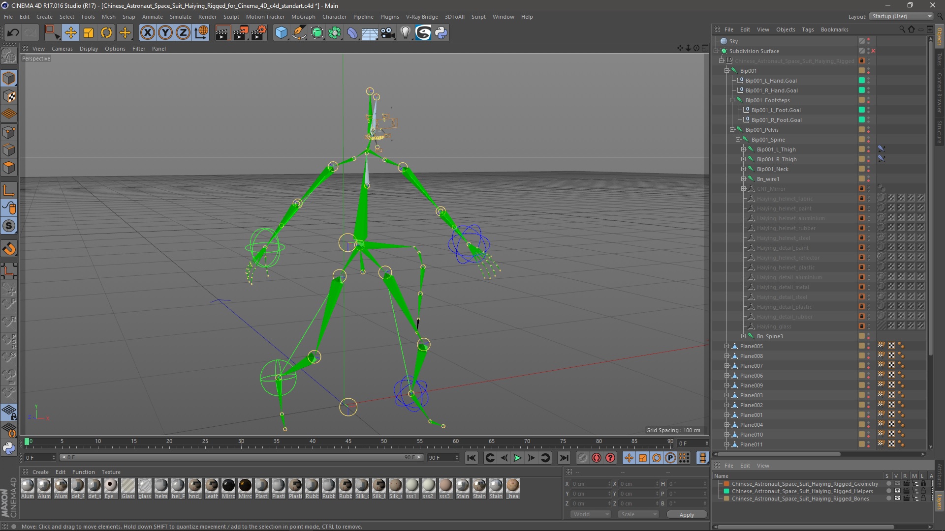 Chinese Astronaut Space Suit Haiying Rigged for Cinema 4D 3D