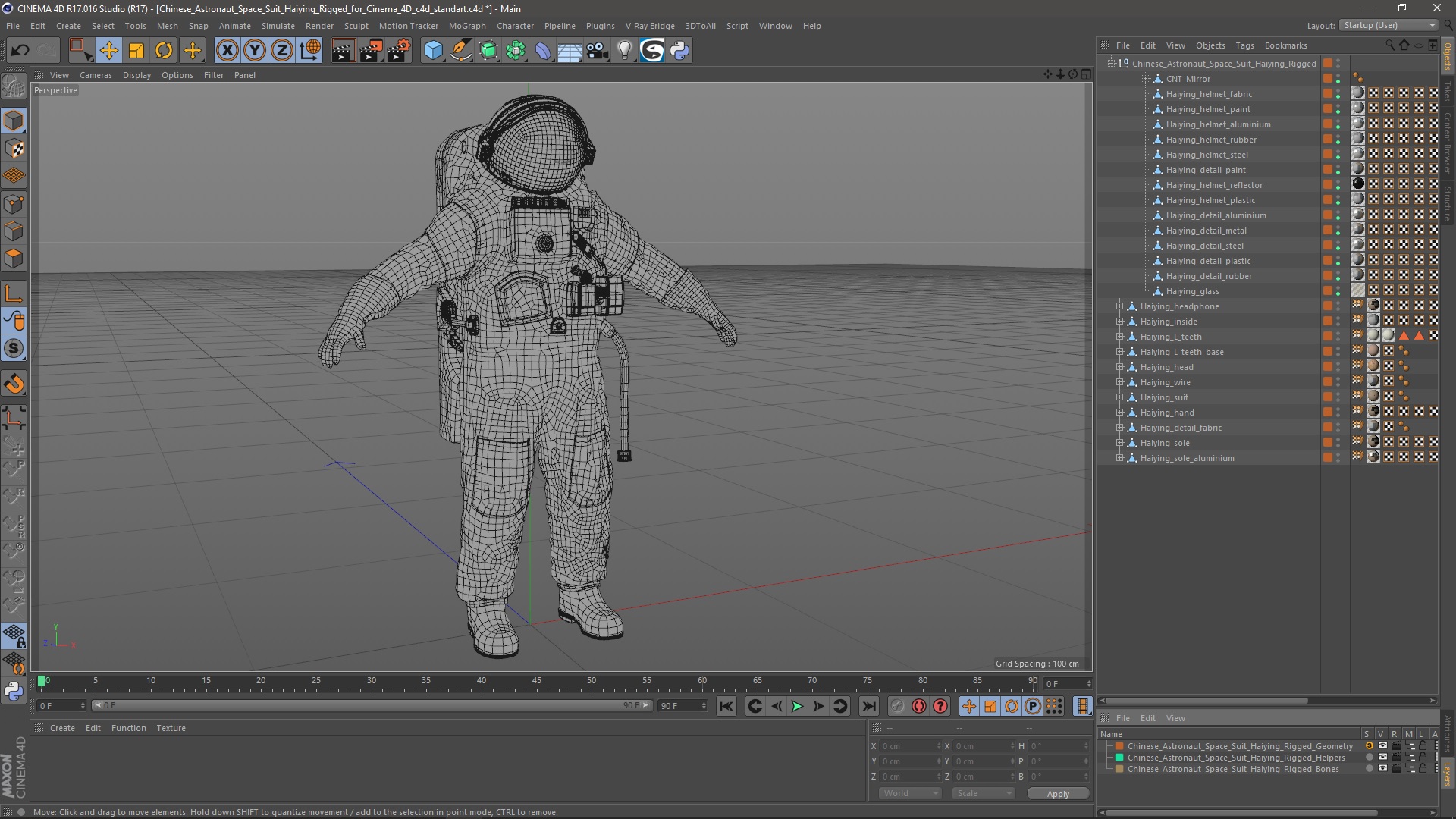 Chinese Astronaut Space Suit Haiying Rigged for Cinema 4D 3D