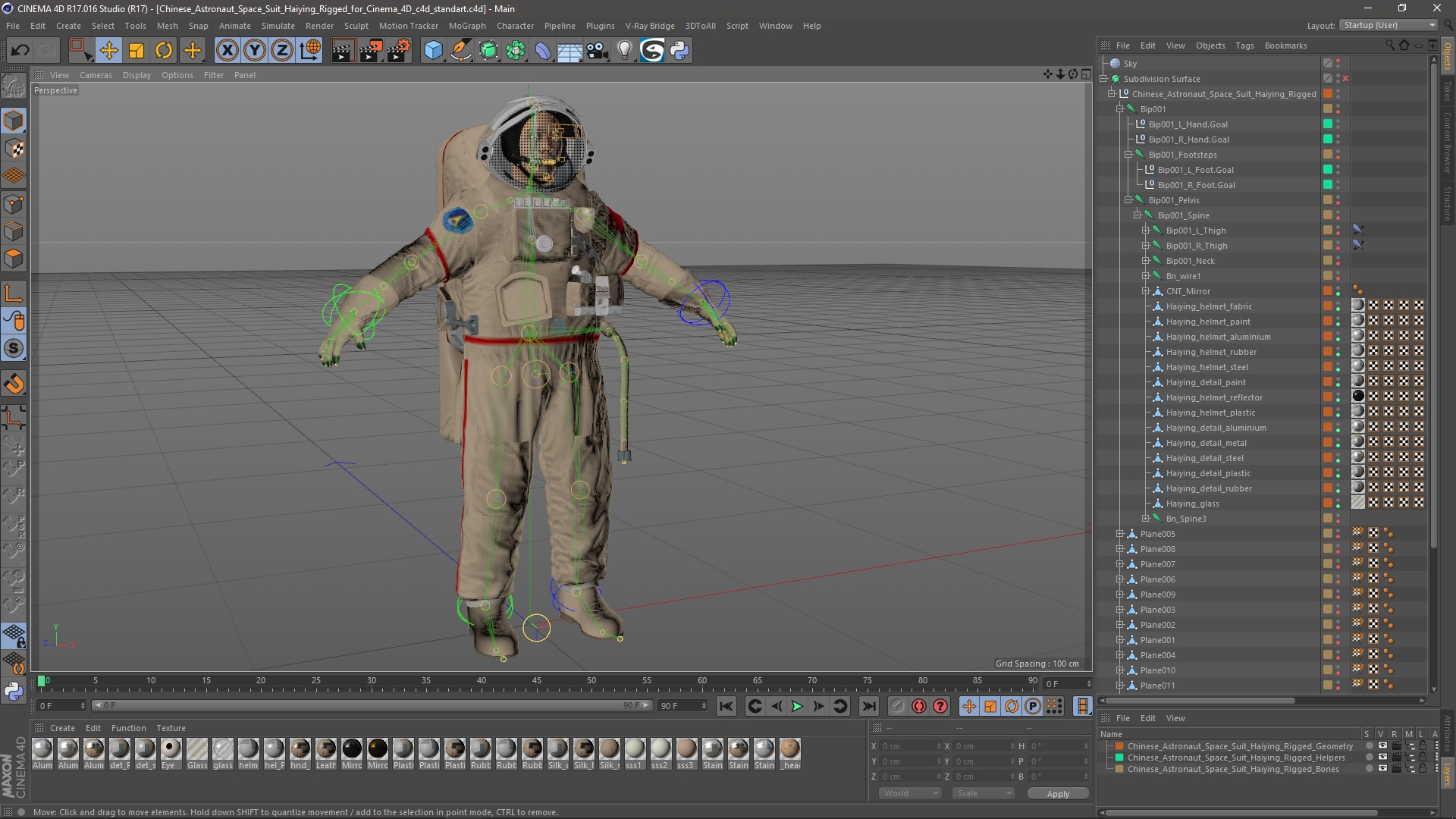 Chinese Astronaut Space Suit Haiying Rigged for Cinema 4D 3D
