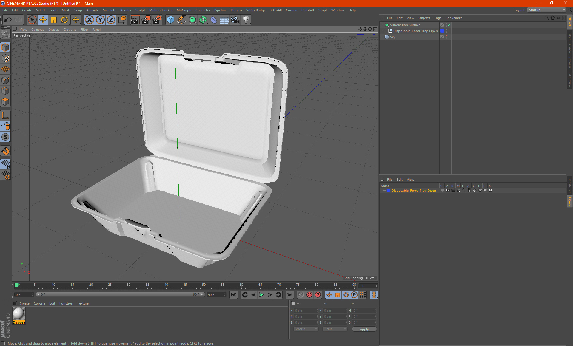 3D model Disposable Food Tray Open