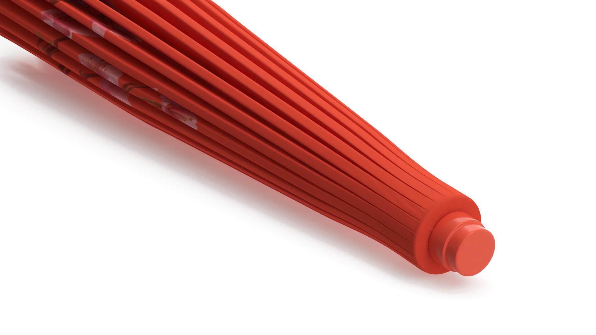 Chinese Umbrella Closed Red 3D