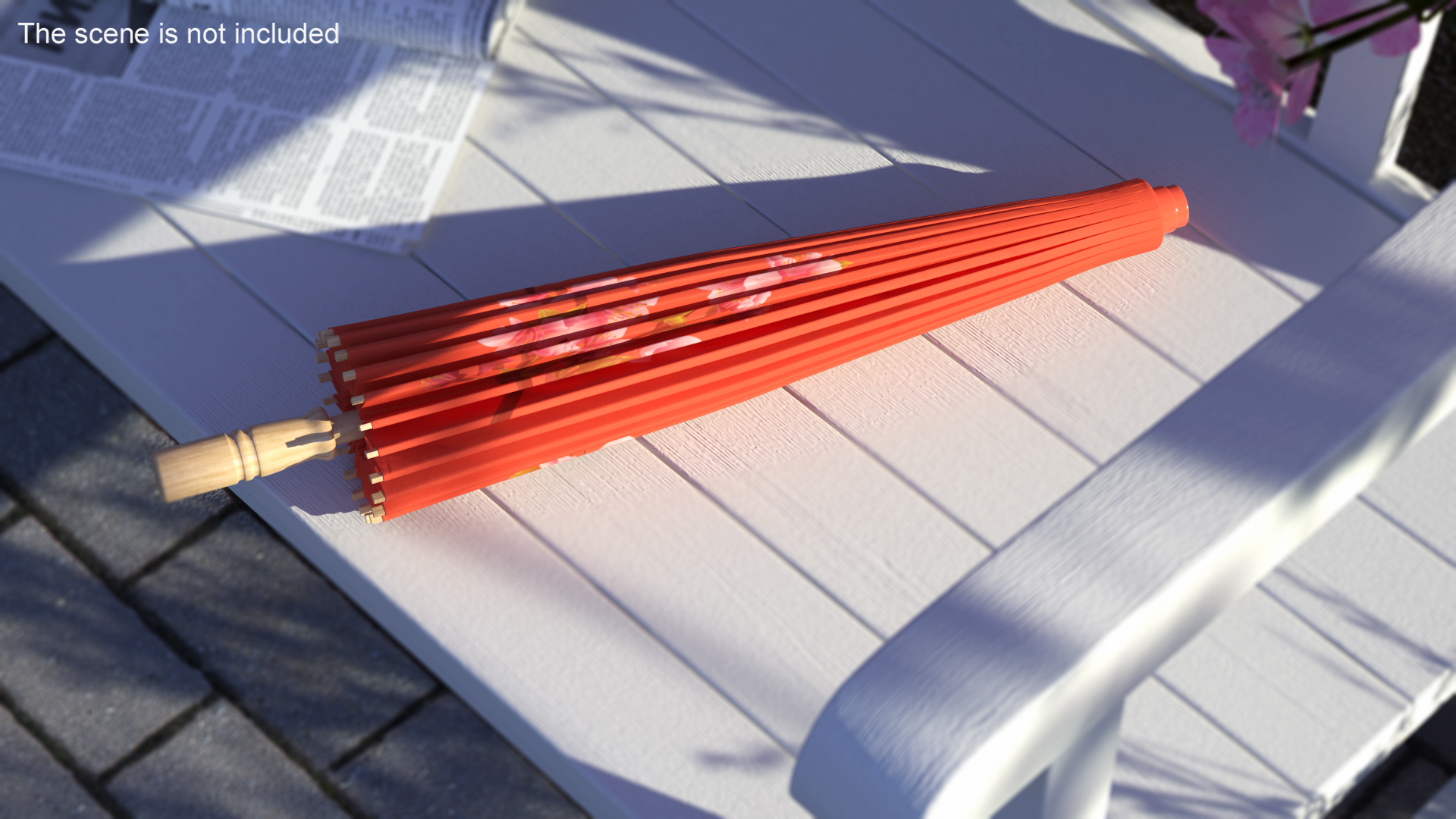 Chinese Umbrella Closed Red 3D