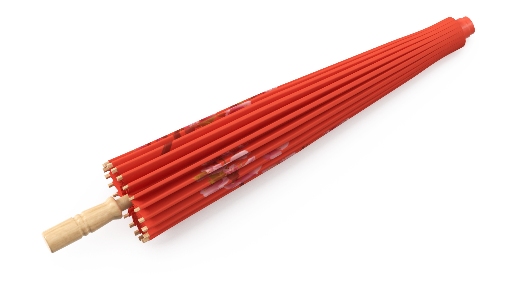 Chinese Umbrella Closed Red 3D