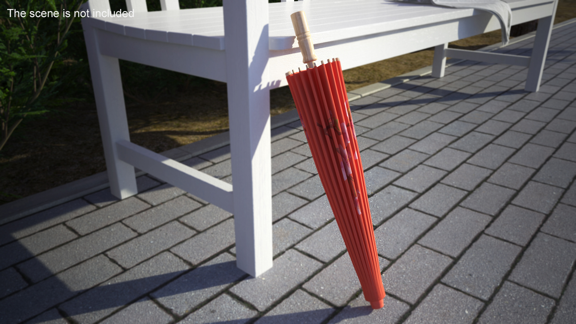 Chinese Umbrella Closed Red 3D