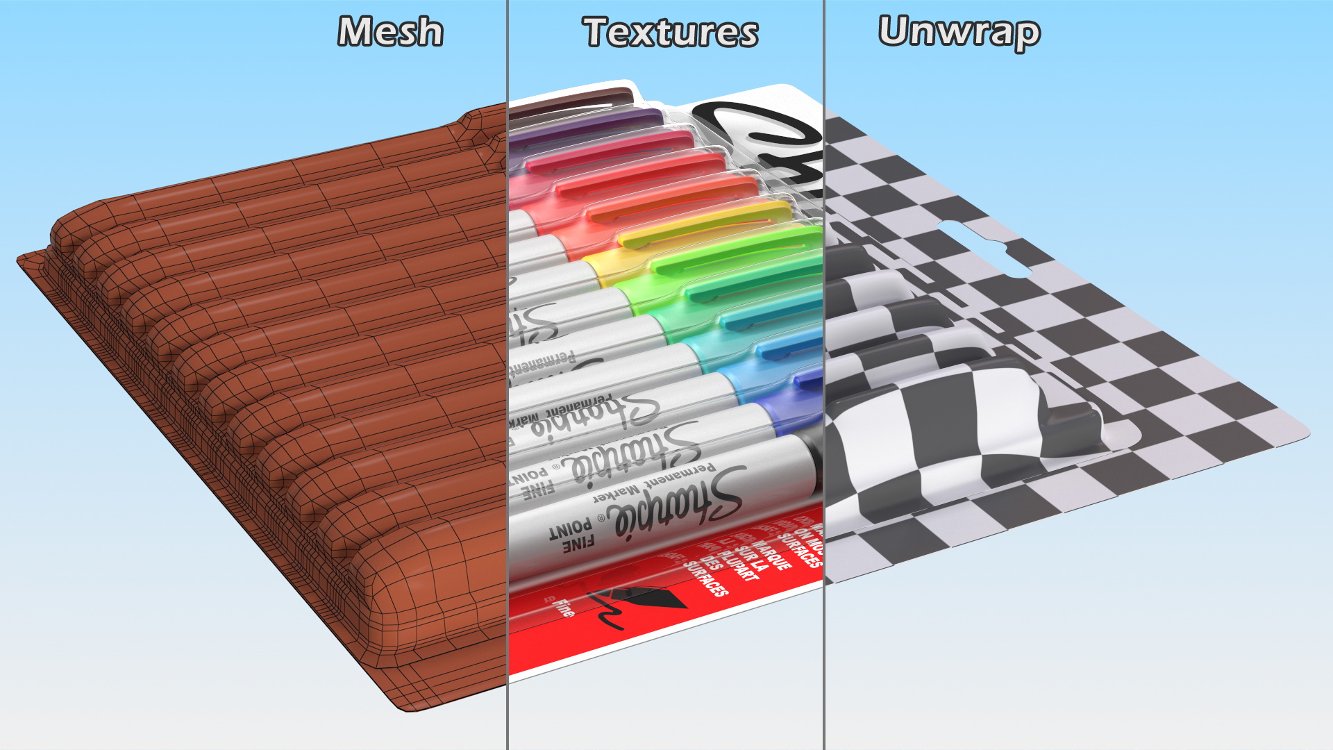 Sharpie Permanent Markers 12 Assorted Colors 3D model