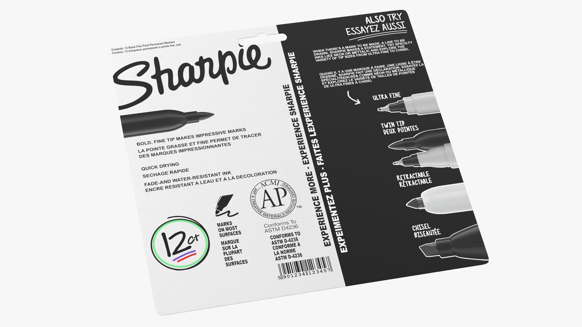 Sharpie Permanent Markers 12 Assorted Colors 3D model