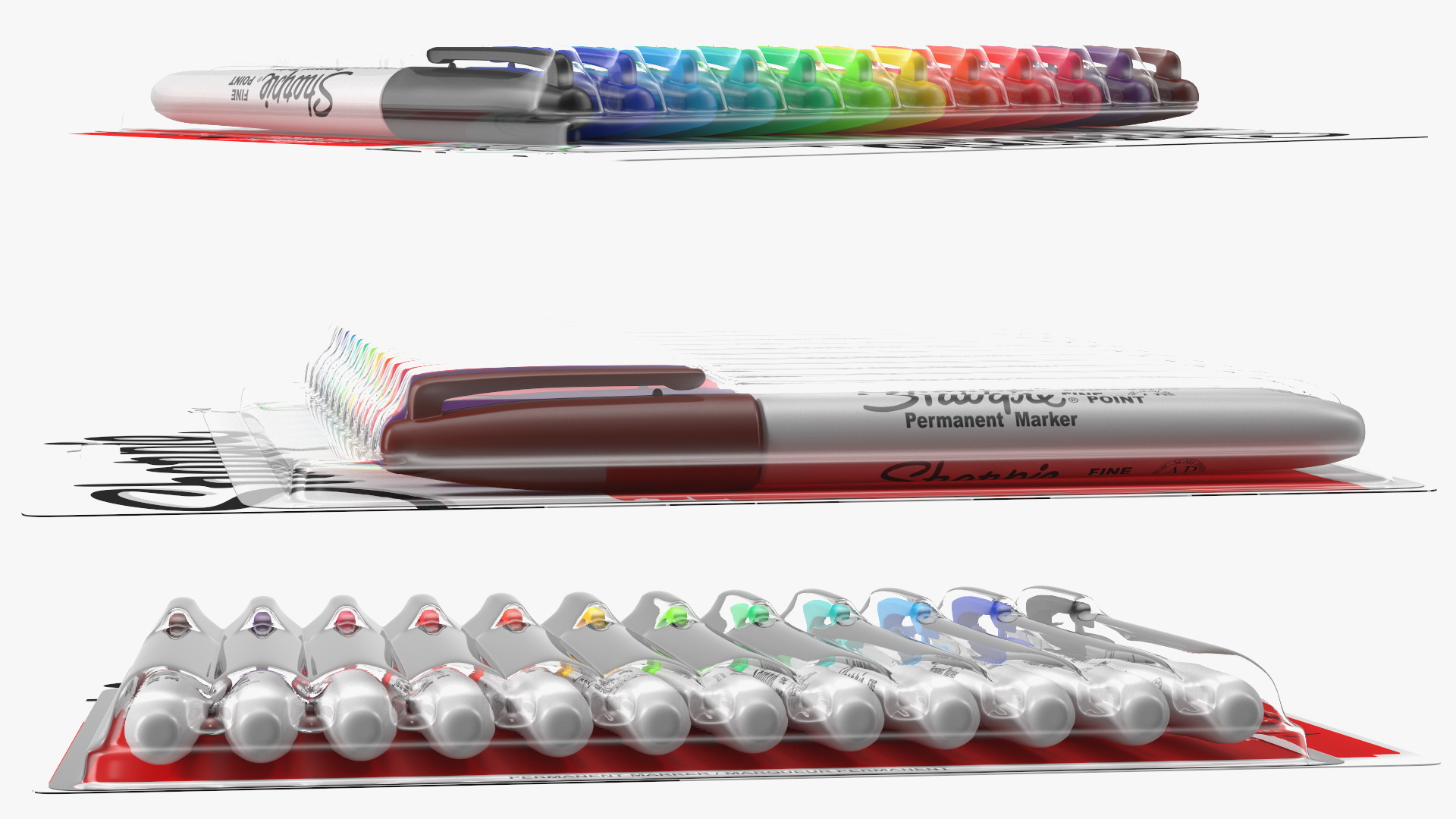 Sharpie Permanent Markers 12 Assorted Colors 3D model