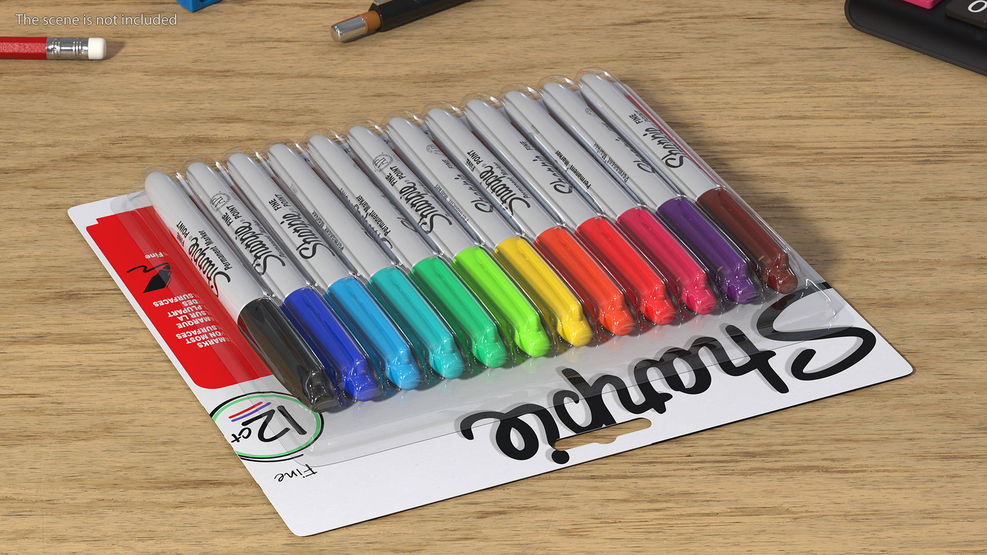 Sharpie Permanent Markers 12 Assorted Colors 3D model