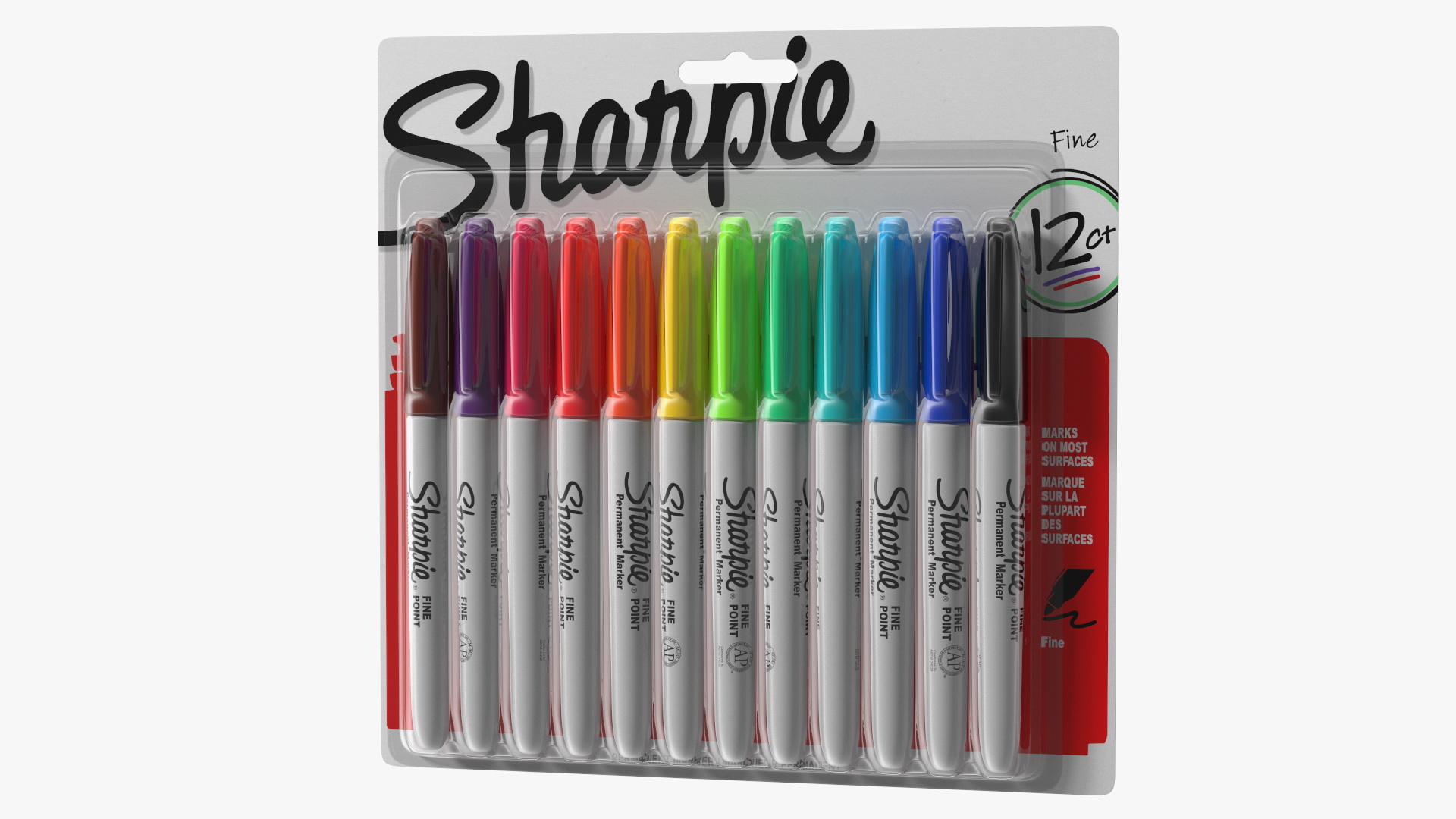 Sharpie Permanent Markers 12 Assorted Colors 3D model