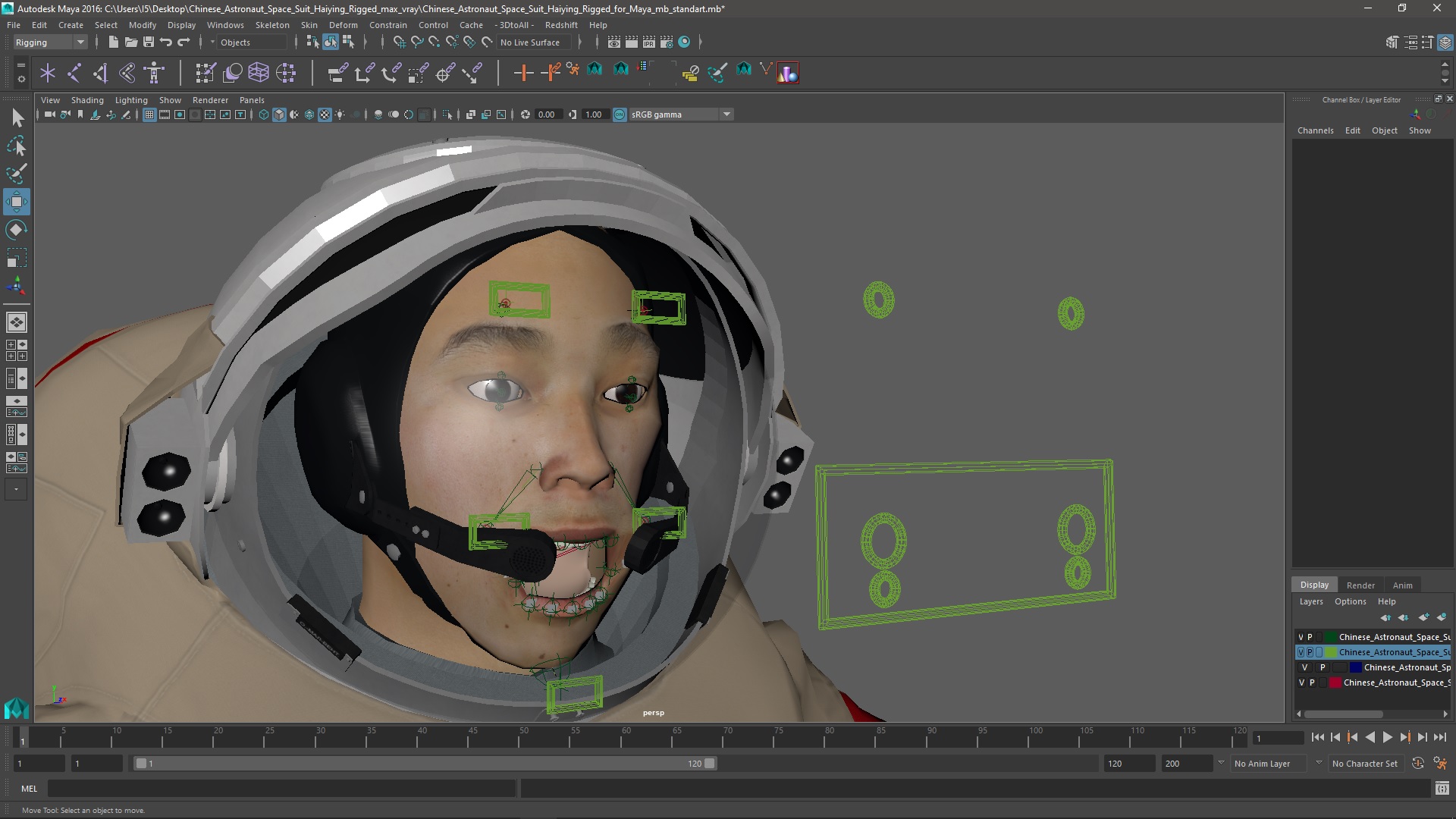 Chinese Astronaut Space Suit Haiying Rigged for Maya 3D