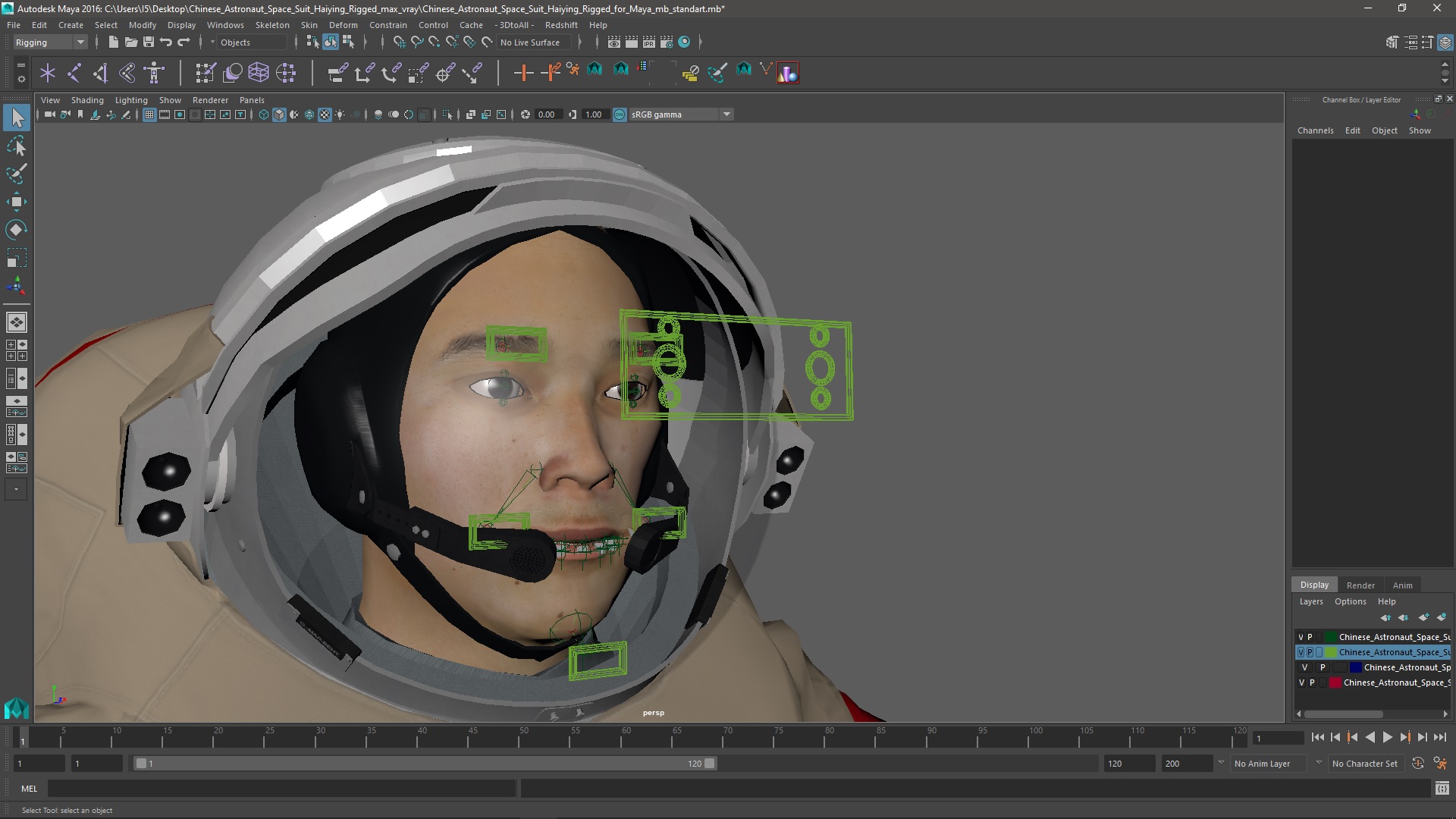 Chinese Astronaut Space Suit Haiying Rigged for Maya 3D