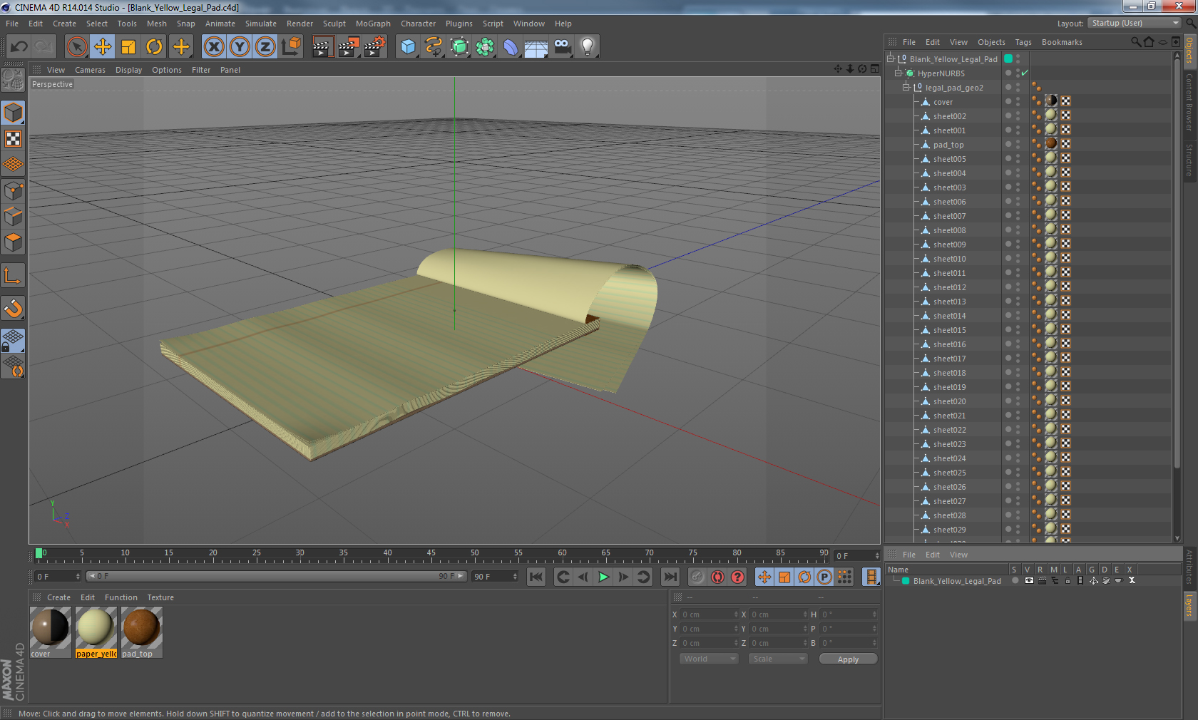 Blank Yellow Legal Pad 3D