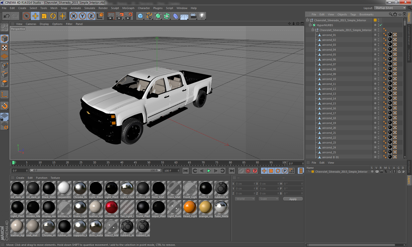 3D model Chevrolet Silverado 2015 Simple Interior