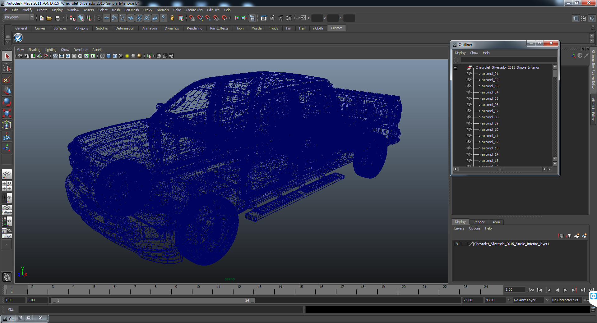 3D model Chevrolet Silverado 2015 Simple Interior