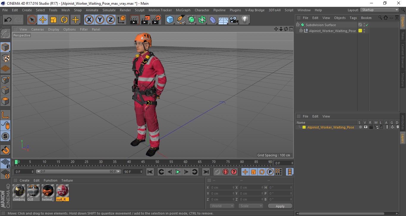 3D Alpinist Worker Waiting Pose model