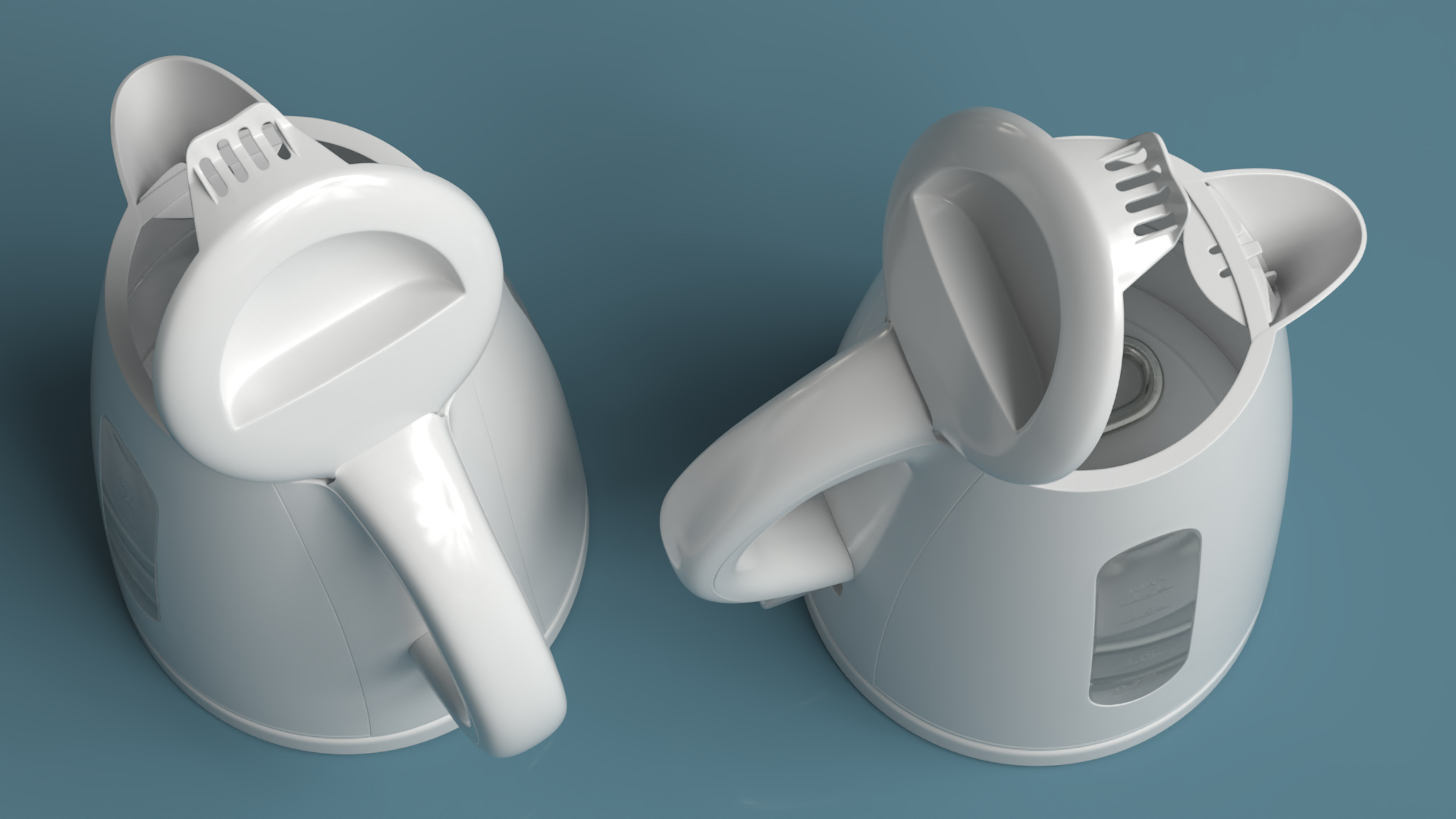 3D Electric Kettle with Water Open